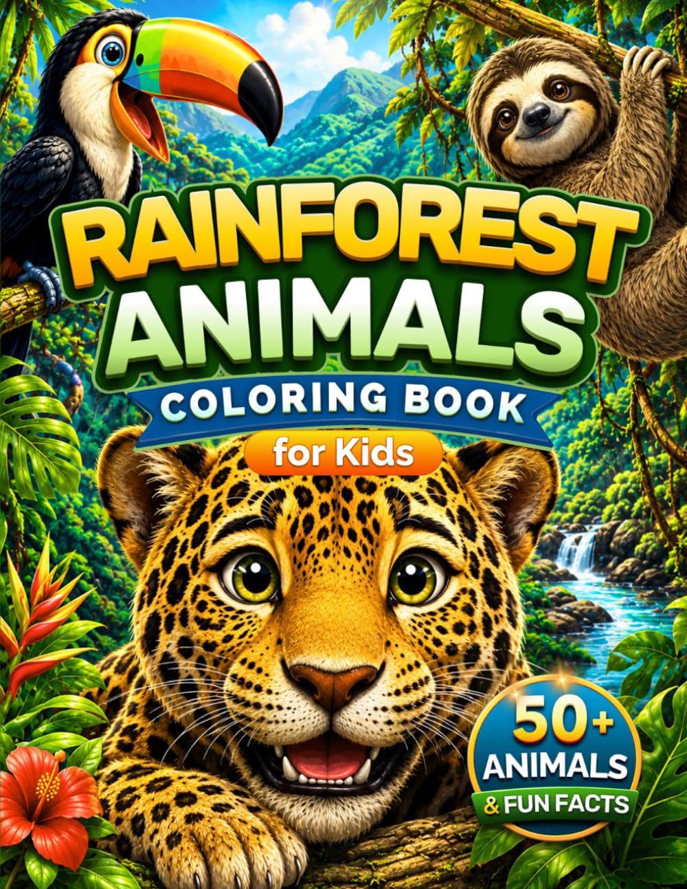 Rainforest Animals Coloring Book for Kids: 50+ Amazing Rainforest Animals and Fun Facts | A Tropical Wildlife Coloring Adventure (Tropical Birds Coloring Series for Kids)