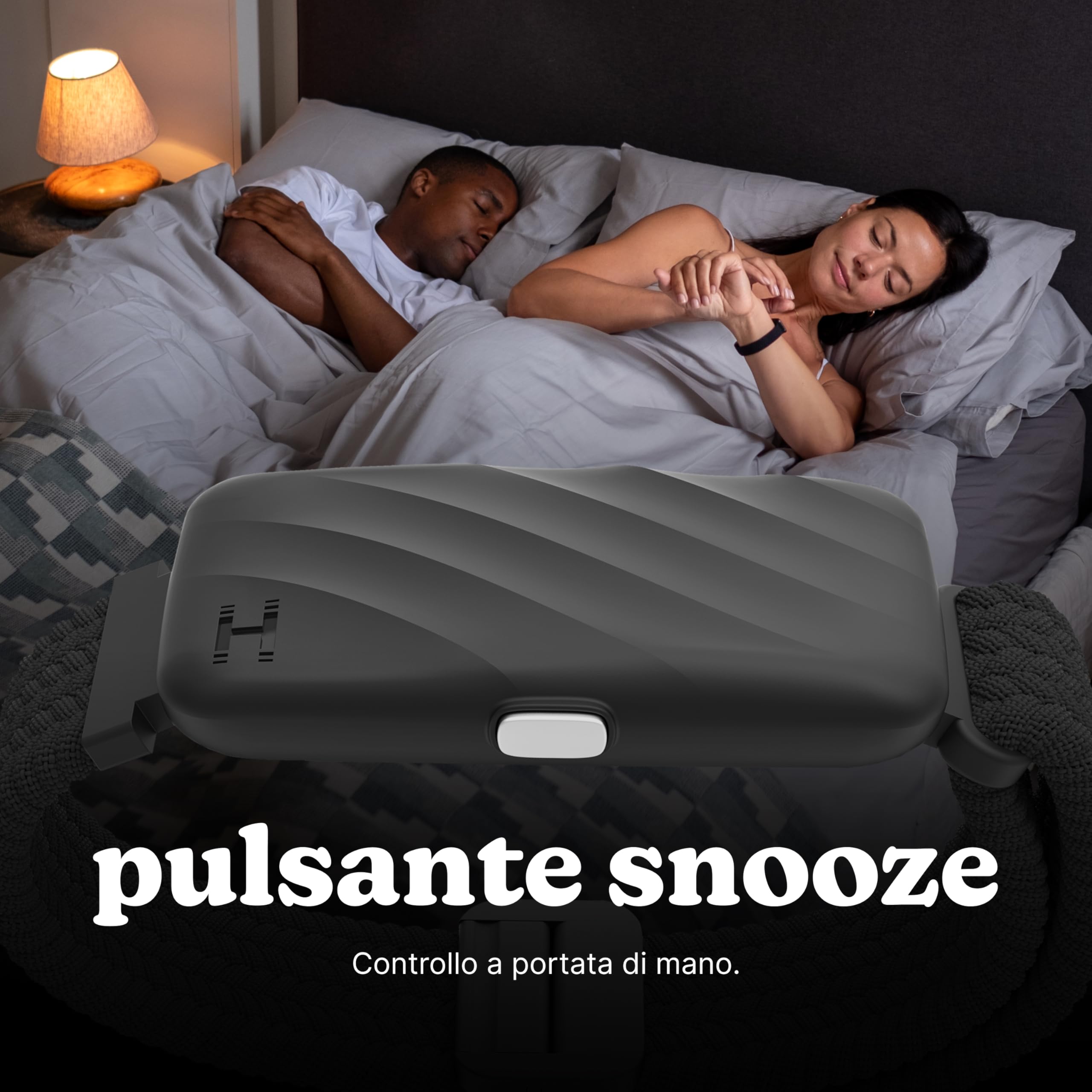 Homedics WakeBand Braccialetto con Allarme Vibrante - Sveglia silenziosa con 9 Modalità e Funzione Snooze, Controllo dell'app, Sveglia con Vibrazione Delicata, Fascia in Tessuto Morbido, Nero