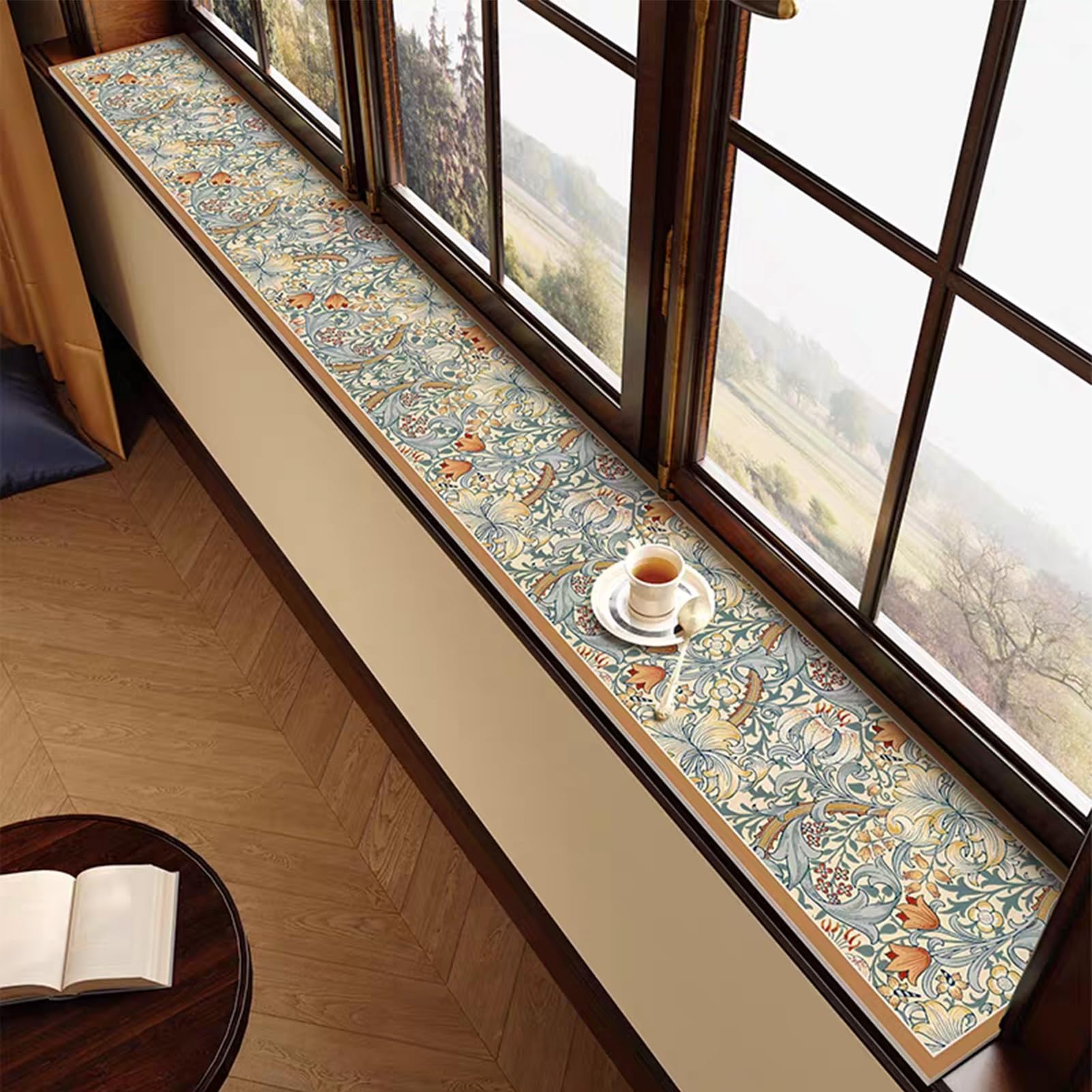 Tapis de rebord de fenêtre étroit avec support antidérapant imperméable et rembourré – Fe Print disponible en 80/100/120/150/160/180/200 cm (35 x 120 cm)