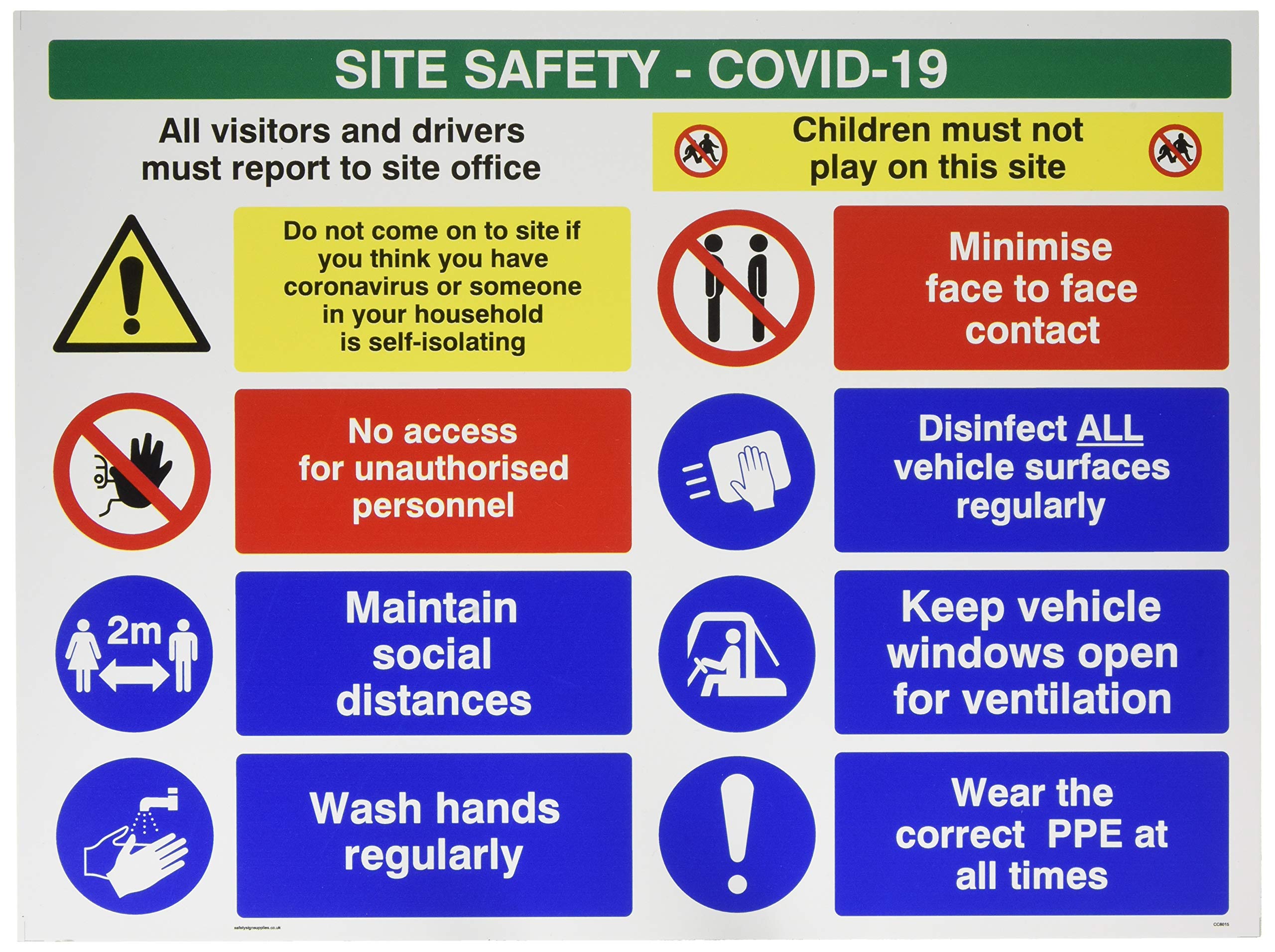 Site safety board - Covid 19