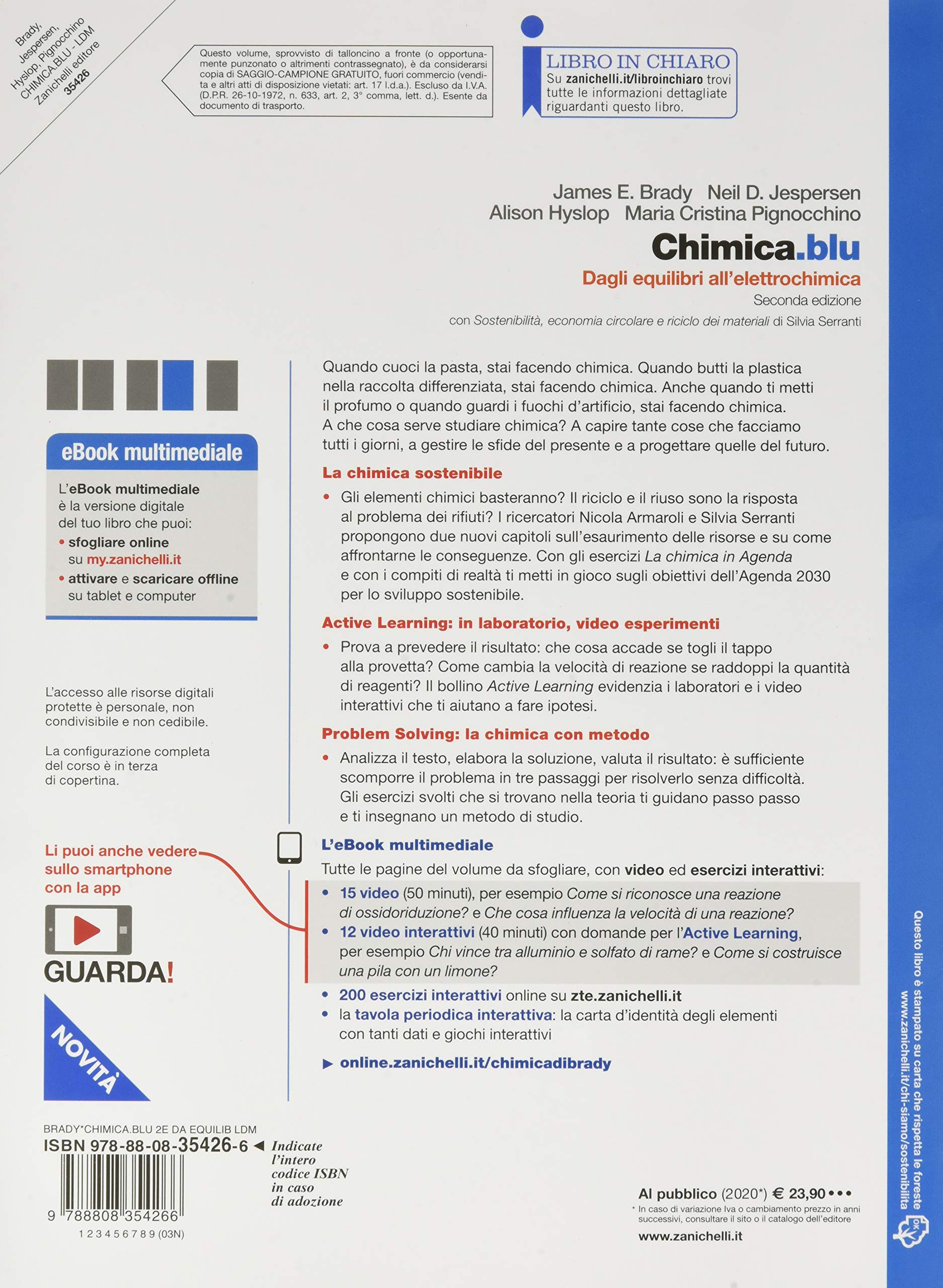 Chimica.blu. Dagli equilibri all'elettrochimica. Con Sostenibilità, economia circolare e riciclo dei materiali. Per le Scuole superiori. Con e-book. Con espansione online