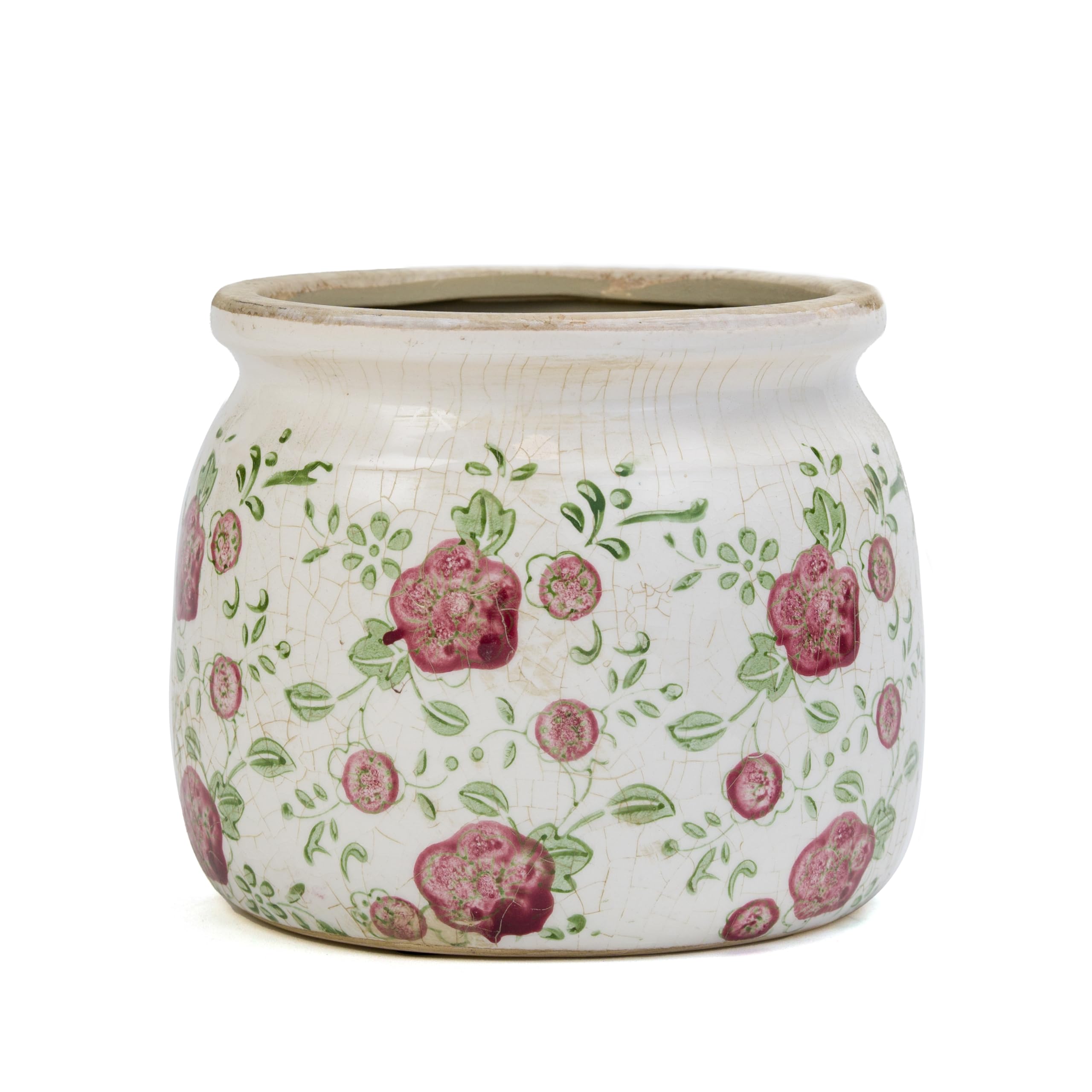 Dosayes Ceramic Pot for Planter, Vintage Red Plum Flower Pot with Drainage Holes, 6.29 inch Ice Crack Glazed Indoor Planters Pot