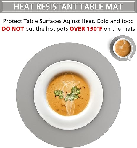 Miniatura 4 de Manteles individuales y posavasos lavables de cuero, impermeables, resistentes al calor, fáciles de limpiar para mesa de comedor, juego de 6