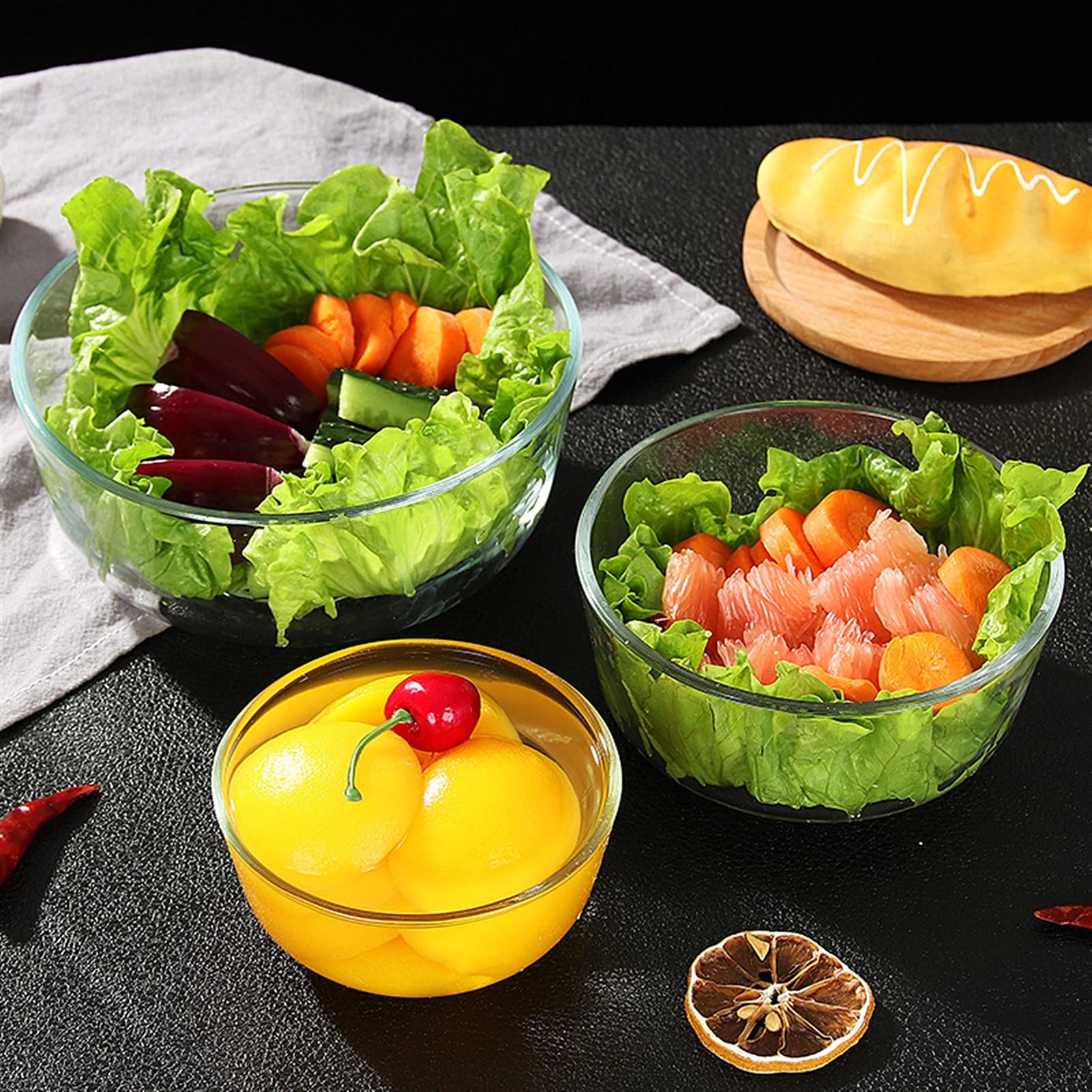 Portafrutta, Insalatiera, Ciotole di vetro Ciotole di vetro Insalatiera di vetro trasparente Addensare Frutta resistente al calore Ciotola di stoccaggio for dessert for utensili da cucina Ciotola di m