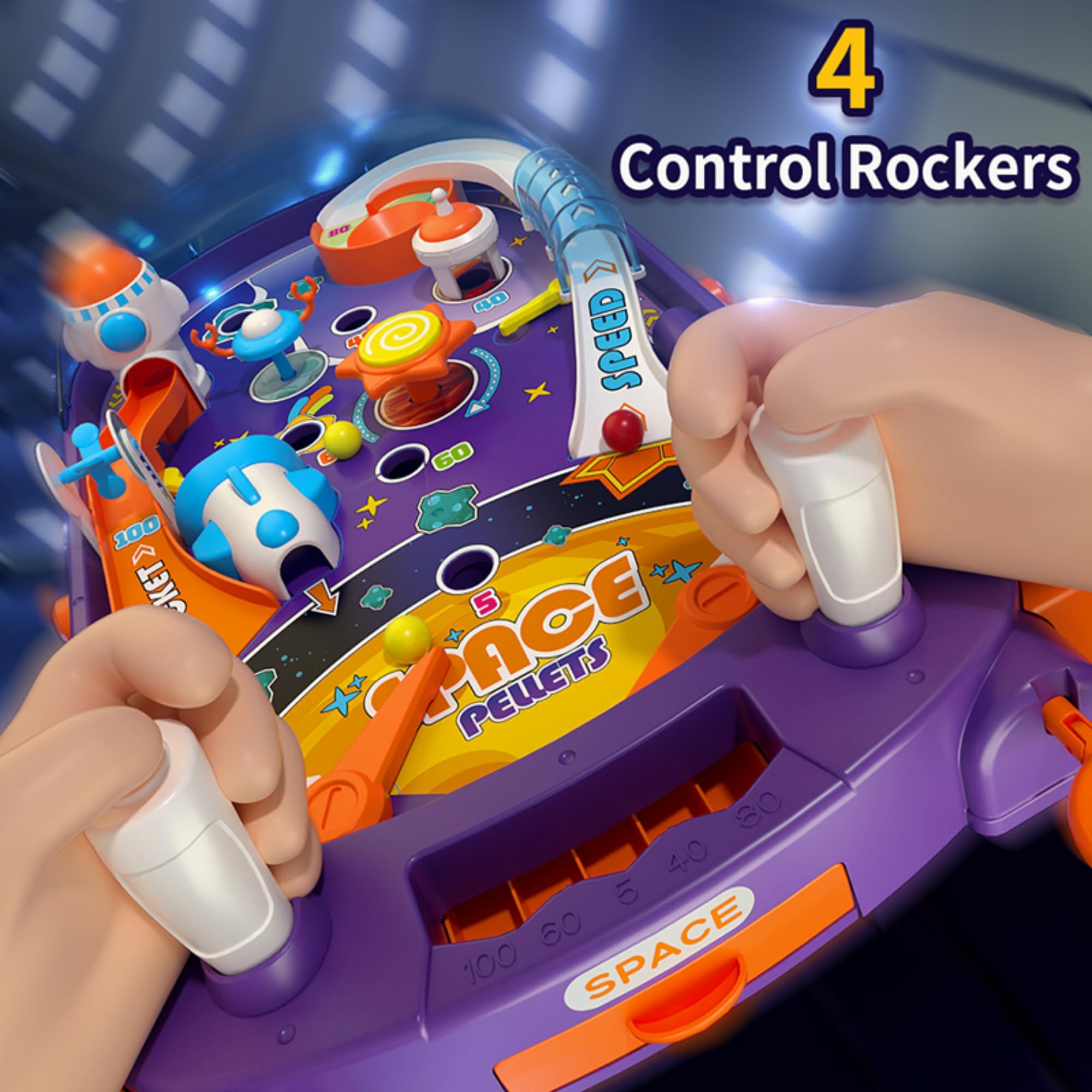 Máquina de pinball espacial (con luz y música)