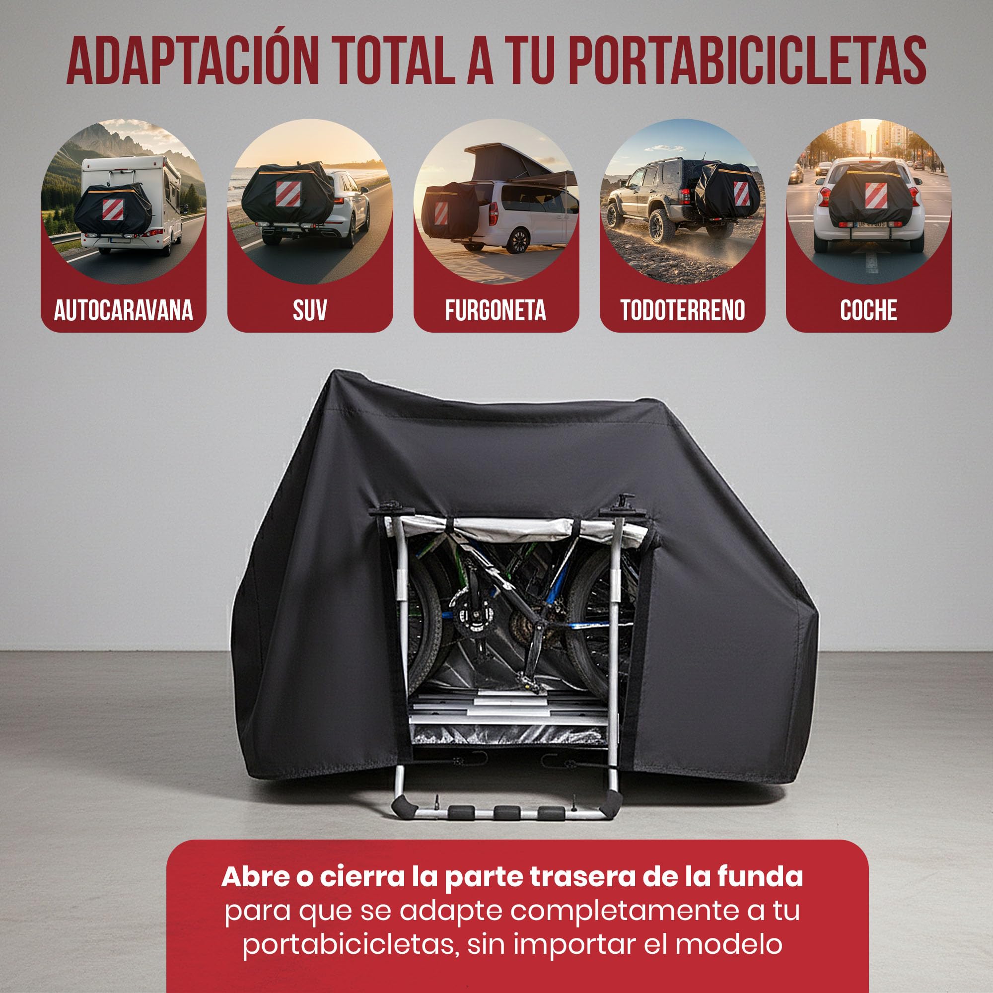 Funda Bicicleta Autocaravana para 3 Bicicletas - Accesorios Autocaravana - Funda Exterior Impermeable - Funda Portabicicletas