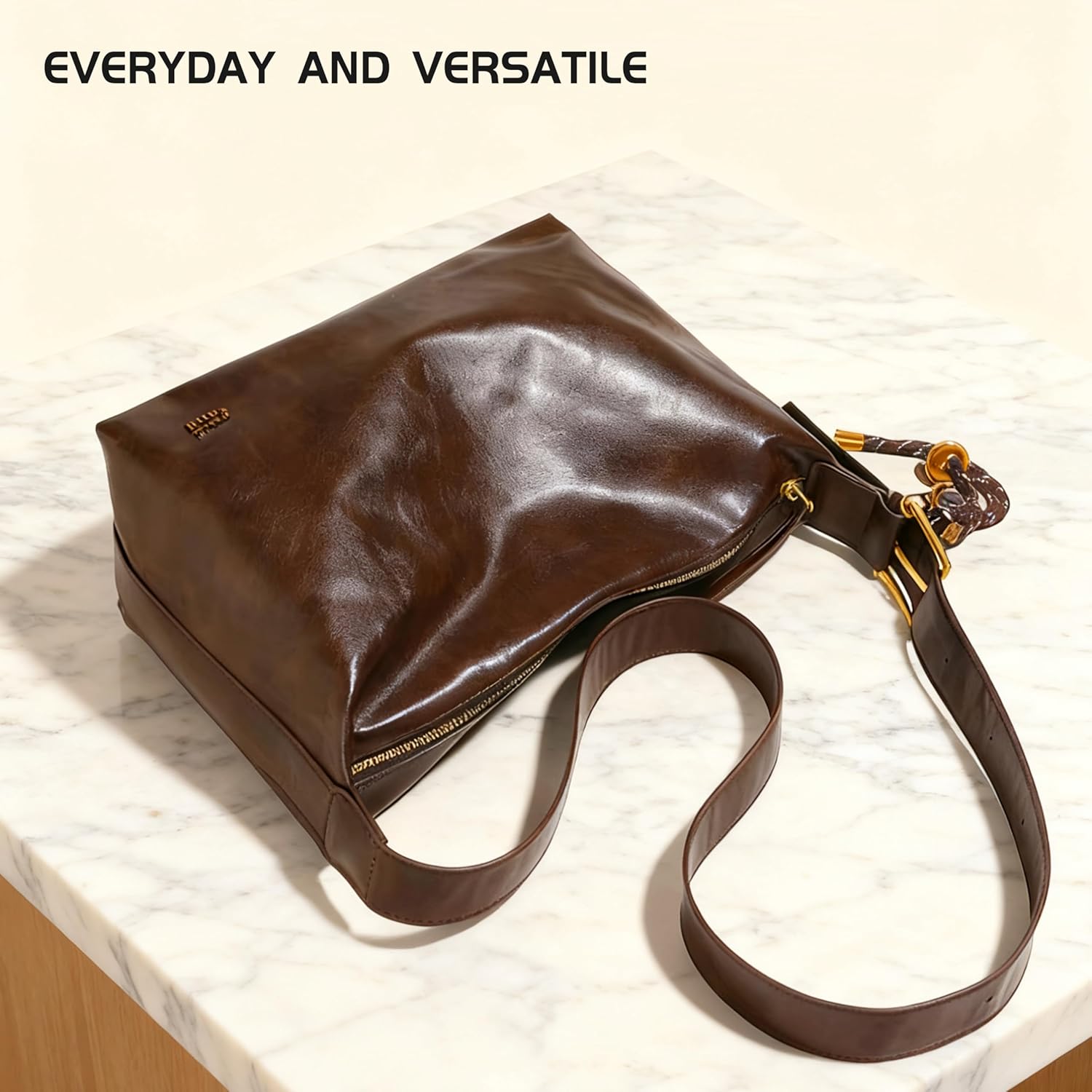 vintage large capacity tote bag shoulder bag women's fashionable casual crossbody bag tote bag for women's work - Image 8