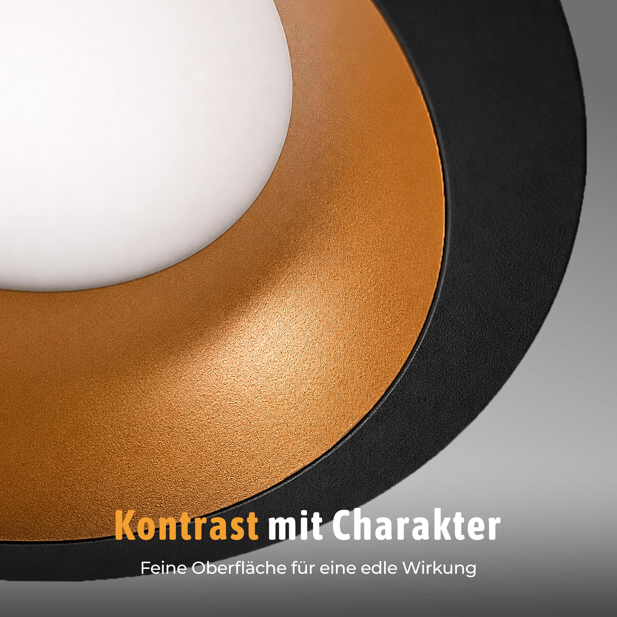 SSC-LUXon GEXIA 10 Stück Einbauspots schwarz gold Ø 110mm - Einbaustrahler rund GX53 ohne Leuchtmittel für Küche Flur Wohnzimmer