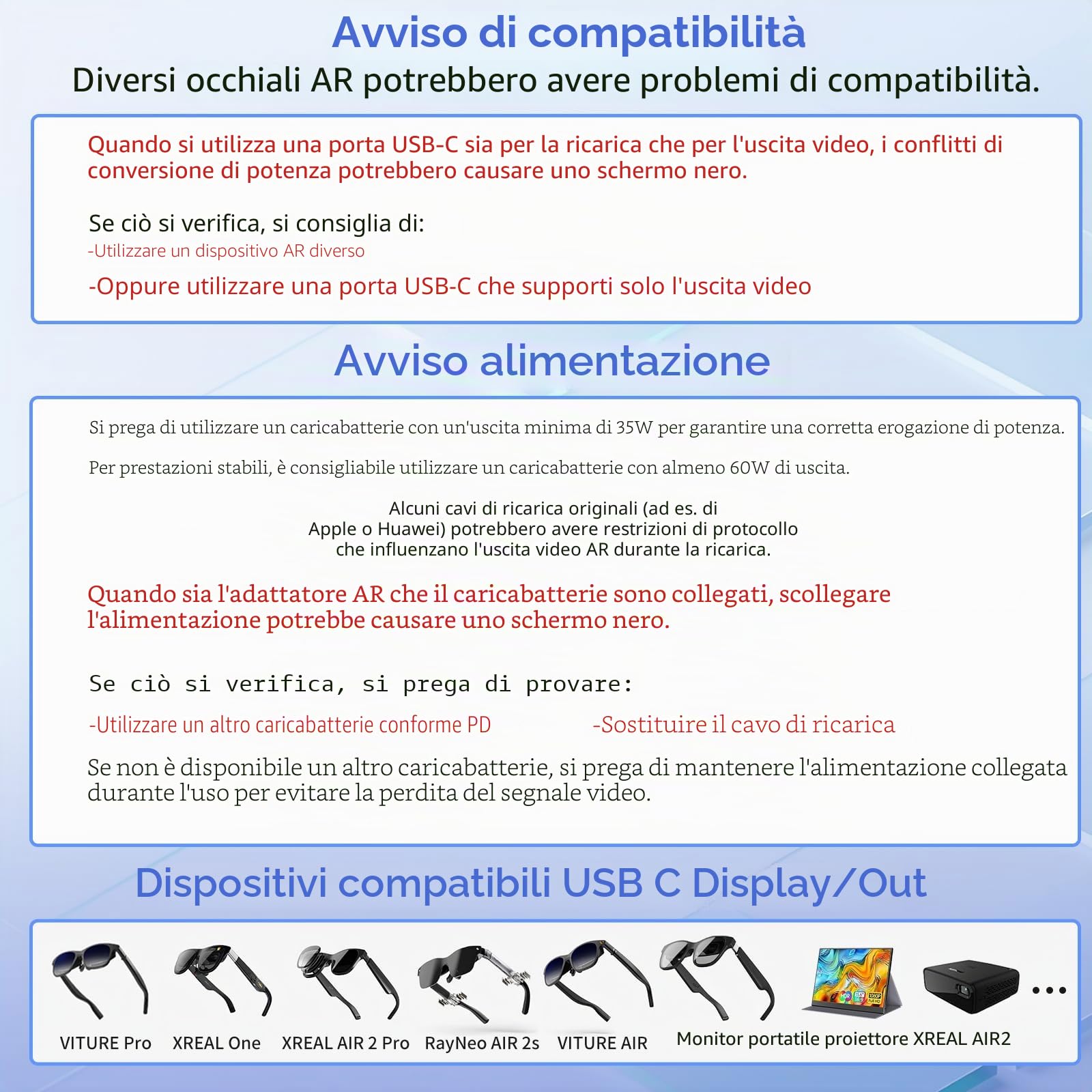 Guermok Adattatore 5-in-1 da Usb-C a occhiali AR, ricarica rapida 100W PD, video 8K@60Hz, porte Usb-C - per X-real Air/2 Pro/One, RayNeo Air, Rokid, Switch, Steam, Phone 15/16, Nero