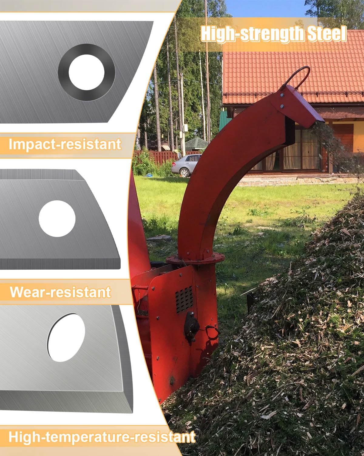 Cuchillas de madera compatibles con Sun Joe CJ601E CJ602E Earthwise GS70015, 4 cuchillas trituradoras de doble cara con llave hexagonal en forma de L