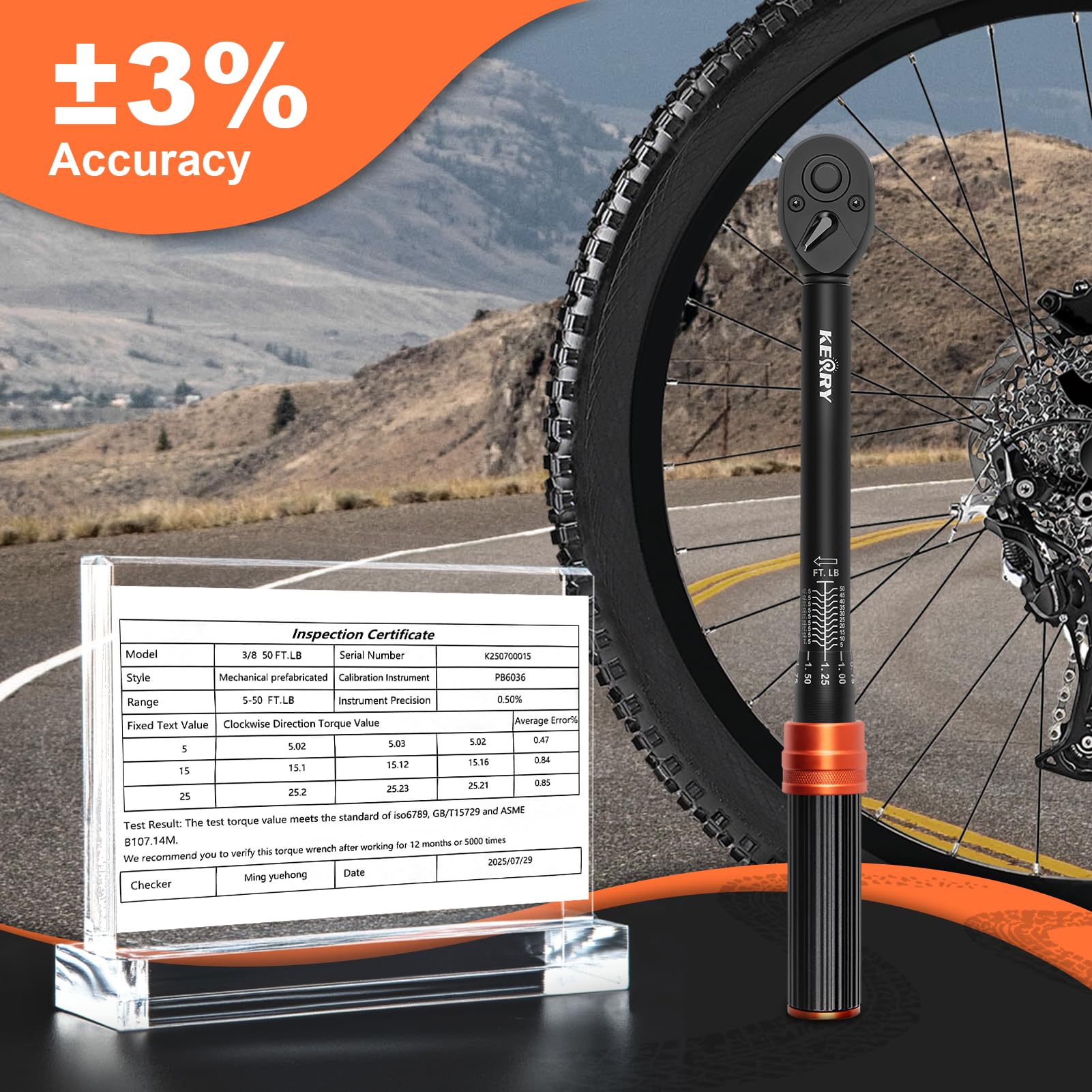 Kerry Juego de llaves dinamométricas de 1/4" y 3/8" y 1/2", 5-25 Nm, 5-60 Nm, 20-230 Nm, ± 3% de precisión de error con 72 dientes, cabezal de carraca reversible para bicicleta, motocicleta