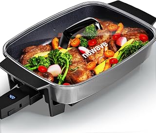 NuWave Medley XL Electric Skillet: 7Qt Family Griddle w/ Precise 100-425°F Temp Control, PFAS-Free Ceramic Nonstick, Vented Glass Lid, Portable