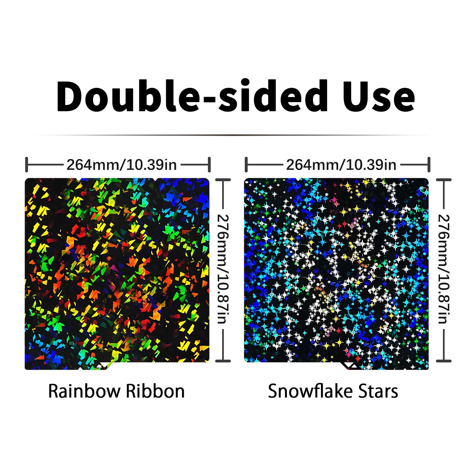IdeaFormer Nastro arcobaleno+fiocco di neve stelle PEF piastra di pressione 264x276mm, piastra di costruzione PEF in acciaio per molle senza letto di stampa magnetica per stampante 3D Anycubic Kobra