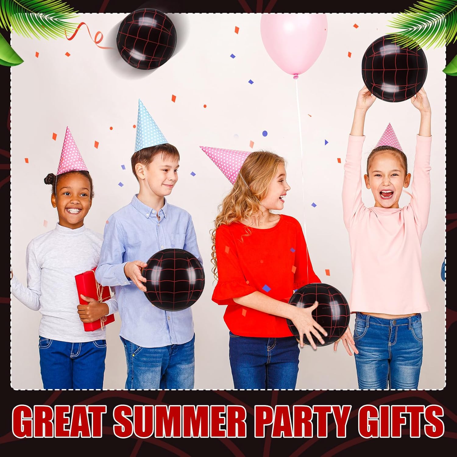 Soulchen 12 Pack Spider Web Themed Beach Ball Bulk for Kids 7.87" Inflatable Spider Themed Black Ball for Summer Pool and Beach Game Gifts Birthday Party Supplies End of The Year Class