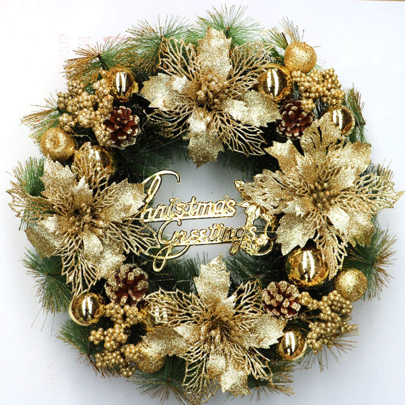 MIAOXIAO Weihnachten Türkranz Kranz Weihnachtsgirlande Handarbeit Garland Deko Kranz Weihnachtskranz Hängend Weihnachtsdekoration,40CM