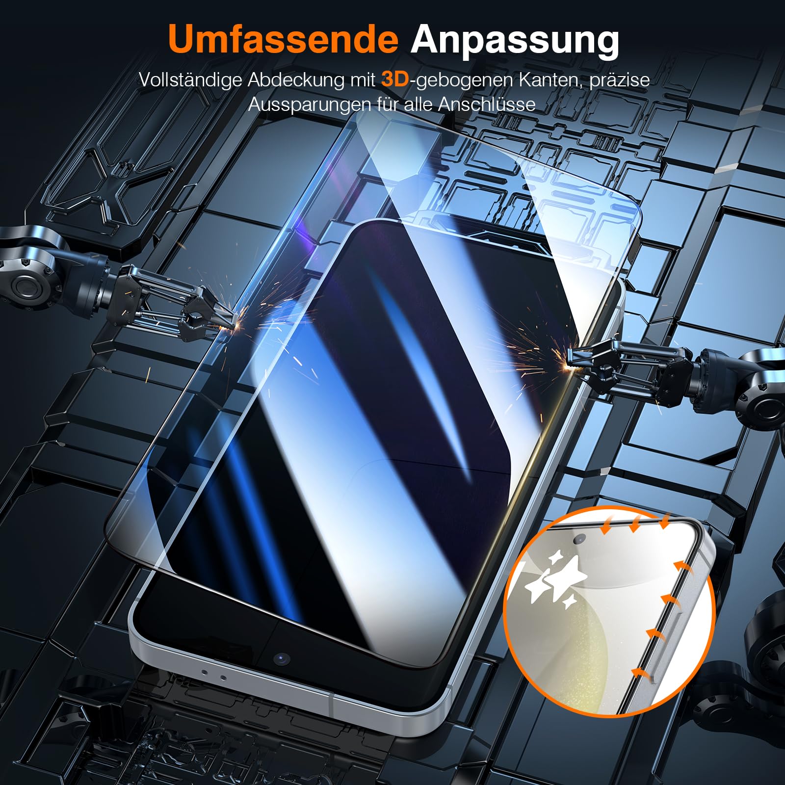 LK 2 Pezzi Vetro Temperato per Samsung Galaxy S25/S24, Rimozione Automatica Della Polvere, Senza Bolle, Installazione Automatica e Rapida, Antigraffio, Ultra HD Pellicola Protettiva Durezza 9H