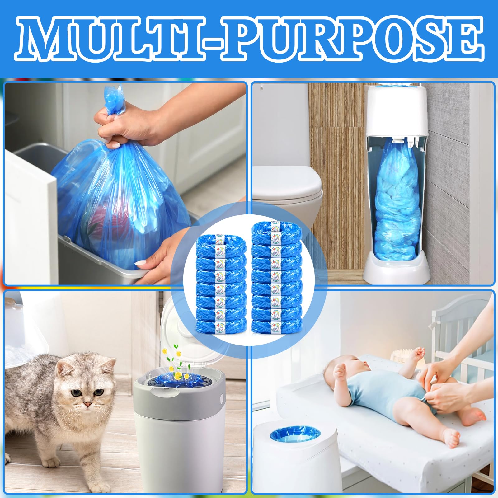 Lot de 15 Recharge Poubelle à Couches, Poubelles à Couches et Recharge Gran Capacité Antibactérien Anti-odeurs Multicouche, Recharge Poubelle Compatible avec tous types de recharges