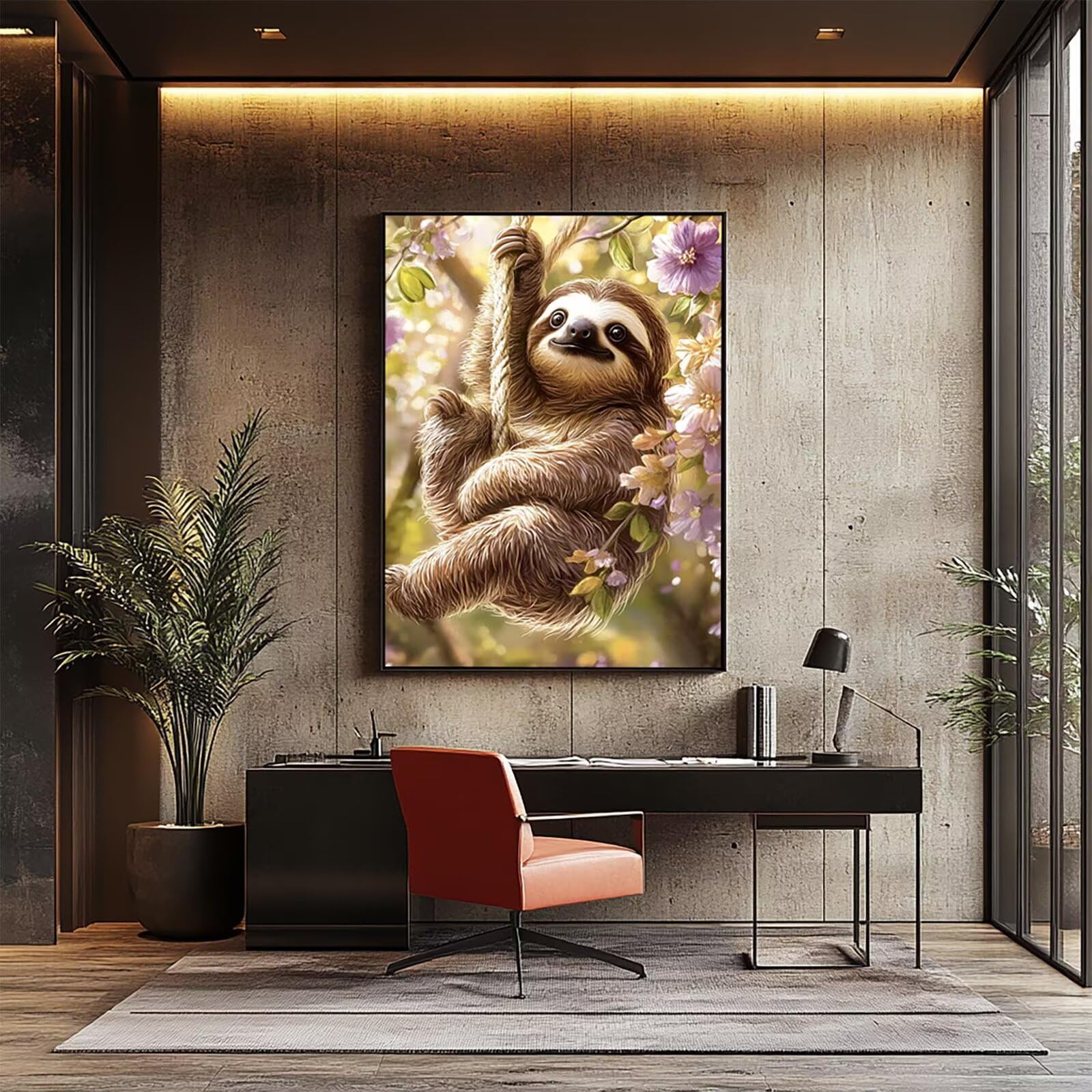 Malowanie po numerach, dla dorosłych, leniwiec, malowanie po numerach, zestawy kwiatowe, hobby dla dorosłych i kobiet, artykuły plastyczne, 137 x 102 cm, sztuka ścienna, kolorowe płótno do malowania