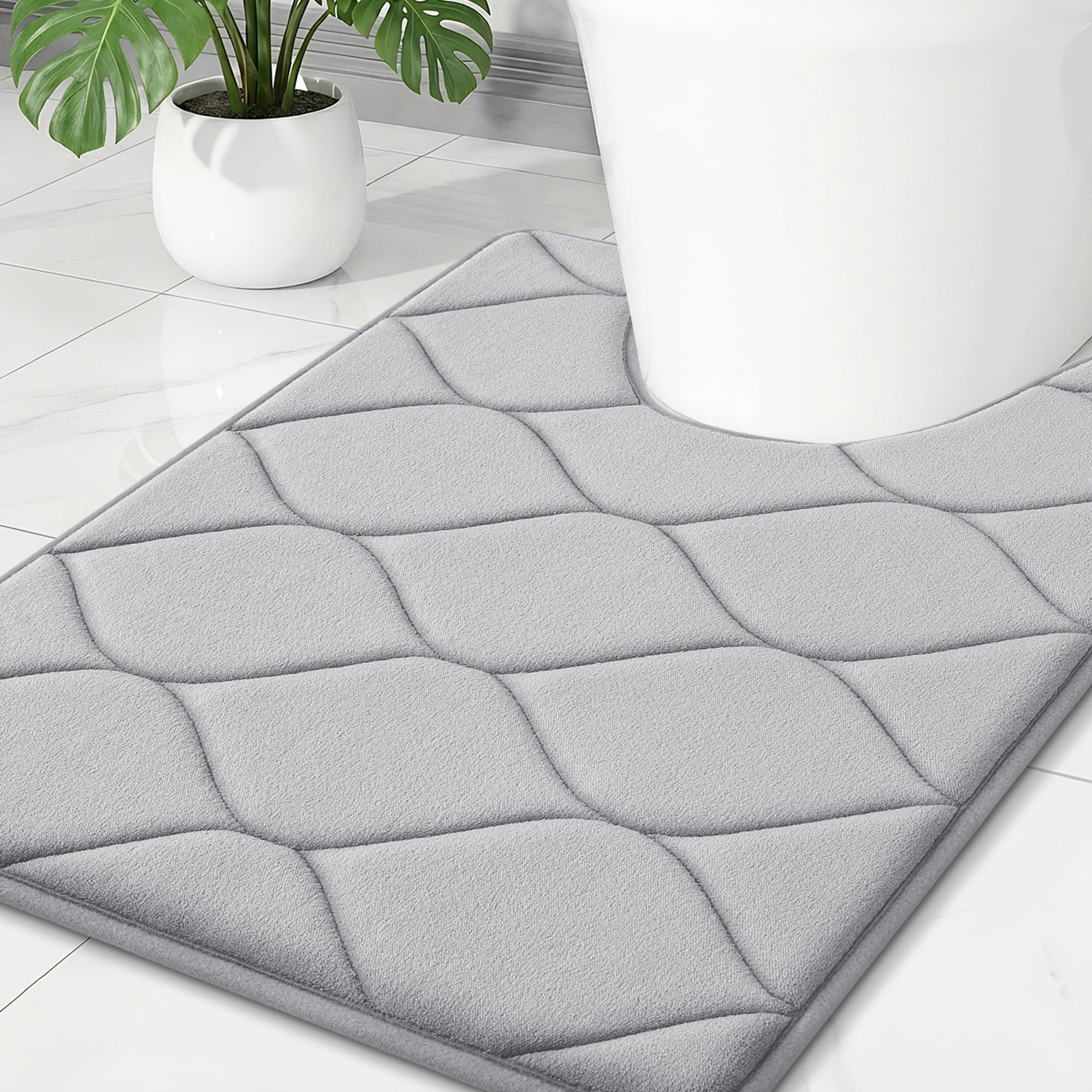 Smiry Memory Foam U-Shaped Toilet Mat 24x20, Soft Absorbent Toilet Rugs
