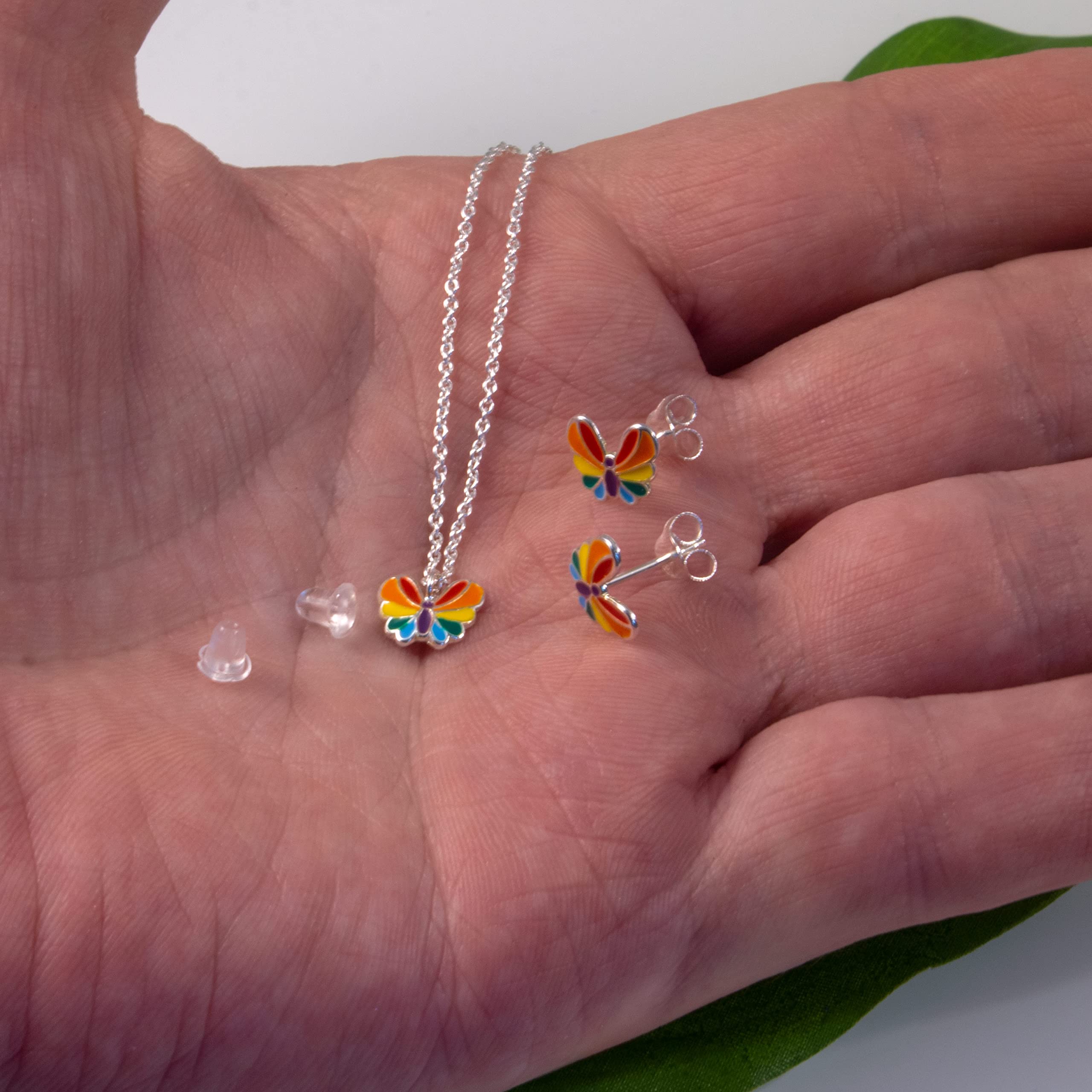 Fly Style Schmetterling Regenbogen Anhänger für Kinder/Mädchen/Damen mit Kette Silber/Kinderschmuck Mädchen