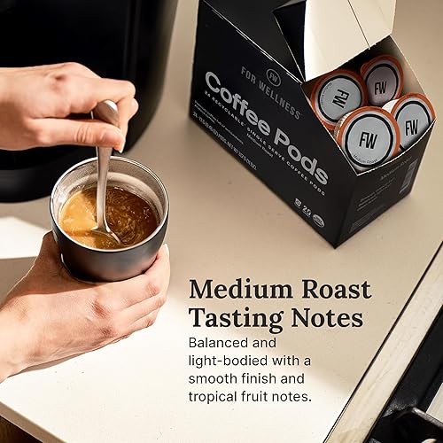 Miniatura 2 de For Wellness Cápsulas de café arábica orgánico (24 cápsulas, tostado medio) - Combínalo con las cosas buenas para sobrecargar tu café