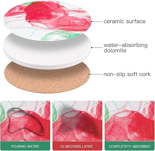 Miniatura 10 de Posavasos para bebidas, posavasos de mármol blanco y redondo absorbentes con soporte, juego de 6 posavasos para protección de mesa de café