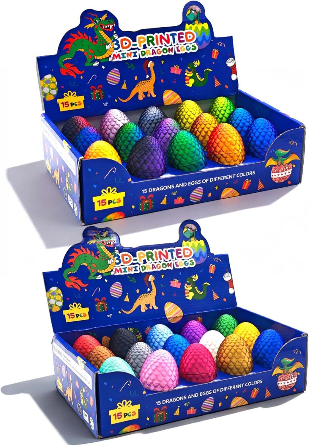 Maxyoung Dragon Egg Treasure Chest - 15 Pcs 3D Printed Colorful Dragon Eggs + Display Stand | Fantasy Gift for Kids & Adults | DIY Decor for Home & Parties (B+C)