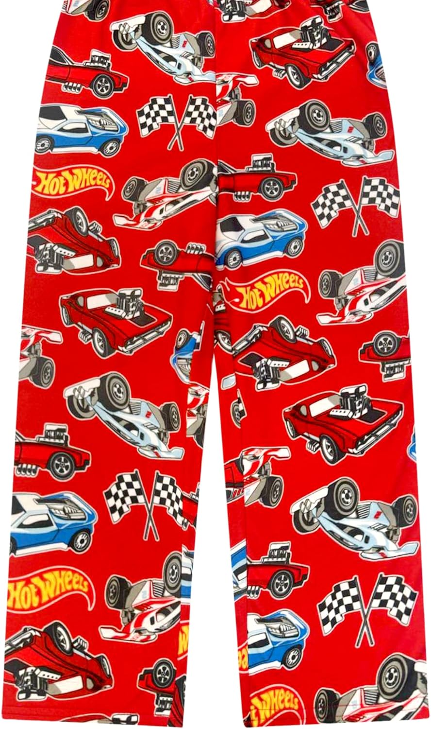 Hot Wheels Boy's Pajama Set - 2 Piece Boys Flannel Coat Style Matching PJs, Kids Button Down Pajamas - Official Product - Image 5