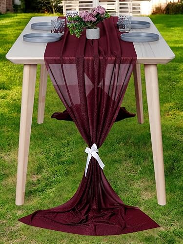 MDS - Paquete de 1 camino de mesa de gasa de 29 x 170 pulgadas, para decoración de bodas, fiestas de cumpleaños, compromisos, despedida de soltera