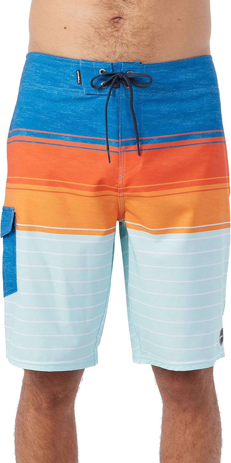 O’NEILL Men’s 21 Inch Hyperfreak Divergent Boardshorts – Quick Dry Swim Trunks for Men with Fixed Waist and Quick Dry Fabric