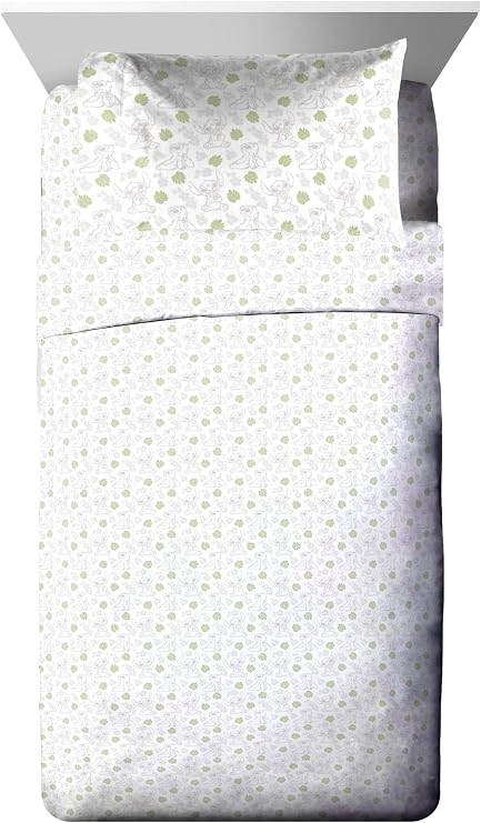 Disney Lilo and Stitch Twin Comforter Set 5 Piece Bedding for Girls, Beige | Bed in a Bag, Comforter Sheets Sham Pillowcase, Official Product, Soft Microfiber, Machine Washable, Easy Care, Girls Gift