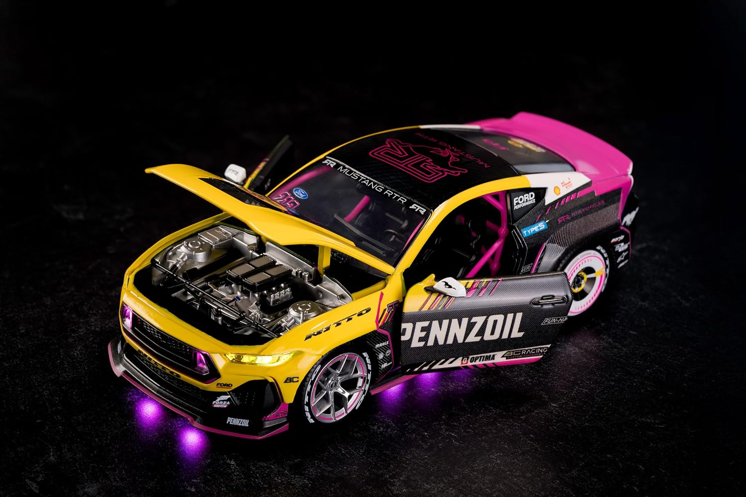 Jada Toys Pennzoil 2025 Ford Mustang RTR 213 Ben Hobson Die-Cast Car 1:24 Scale – Detailed Styling, Display-Ready