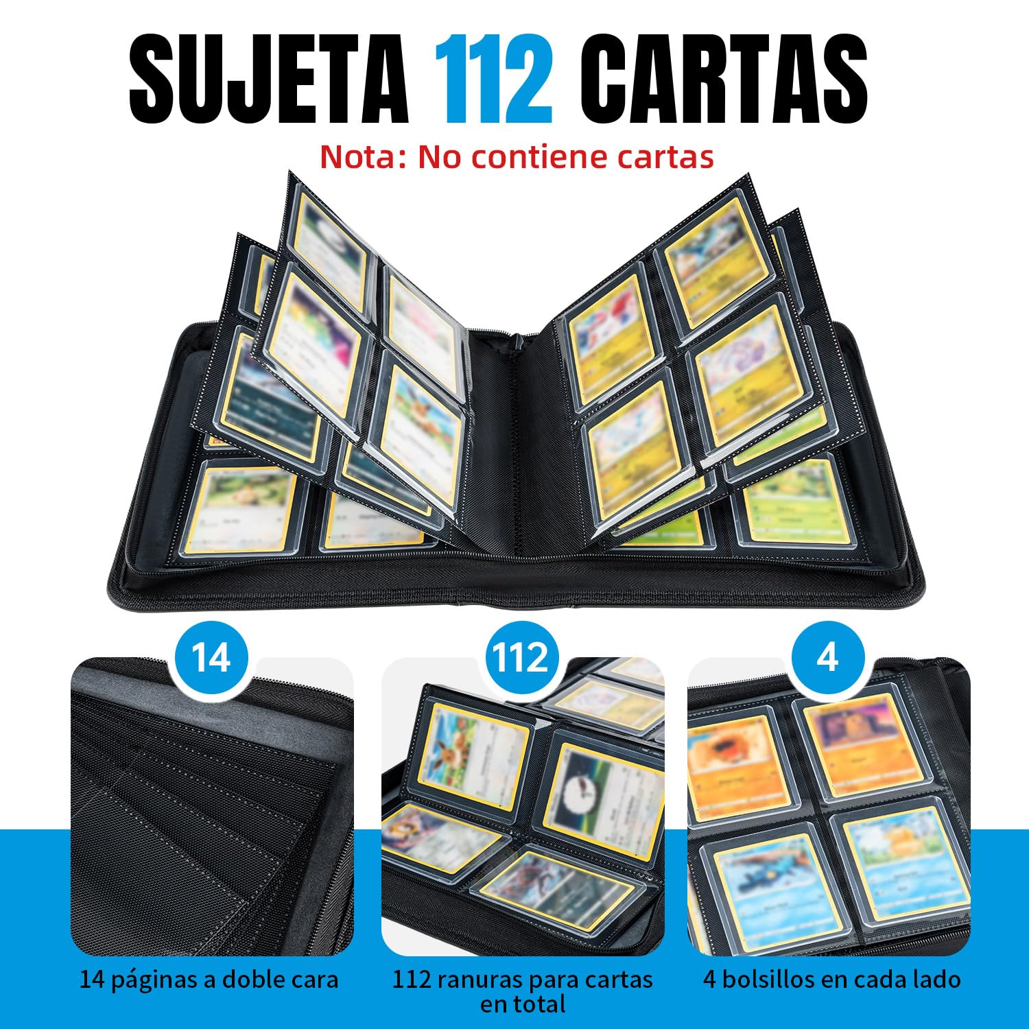 Toploader Álbum Para Tarjetas Coleccionables 112 Toploader 4 Compartimentos Con 10 Unidades 35pt Toploader Carpeta Para Tcg, Tarjetas Mtg, Álbumes Coleccionables - Negro