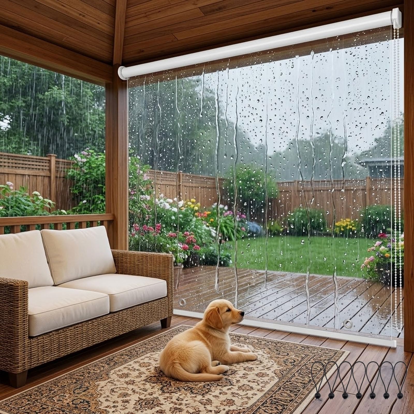 Store Enrouleurs Étanche Transparent pour Pergola, Rideau À Enroulement en Plastique, Volets Roulants Exterieur Impermeable éTanche à La PoussièRe, Rideaux en Séparation Clairs Coupe-Vent pour Portes