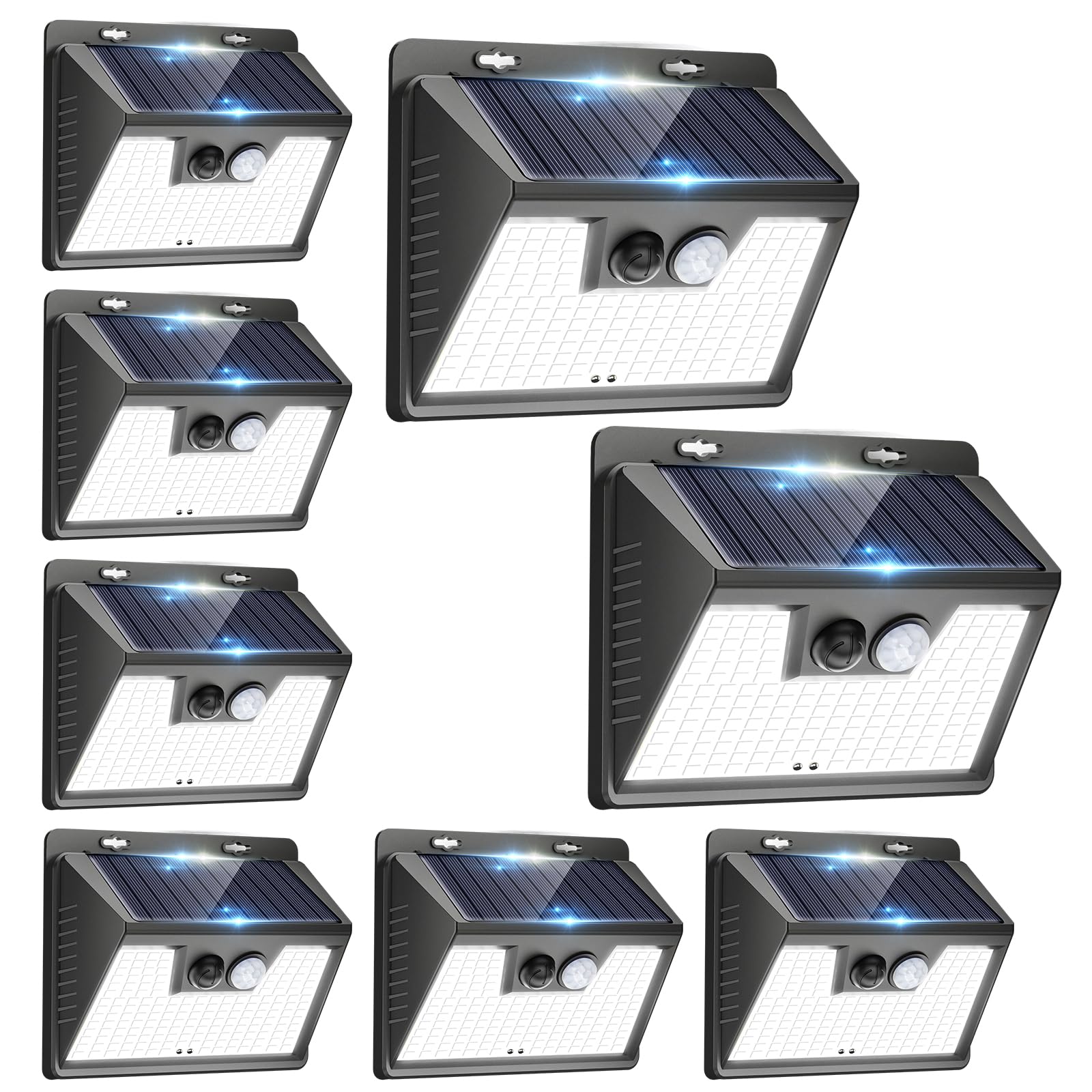 Peasur 8Pack Solar Outdoor Fence Lights, 140 LED /500 Lumen, Black, Plastic, Waterproof, Modern Style, Motion Sensor, Solar Powered-image-43