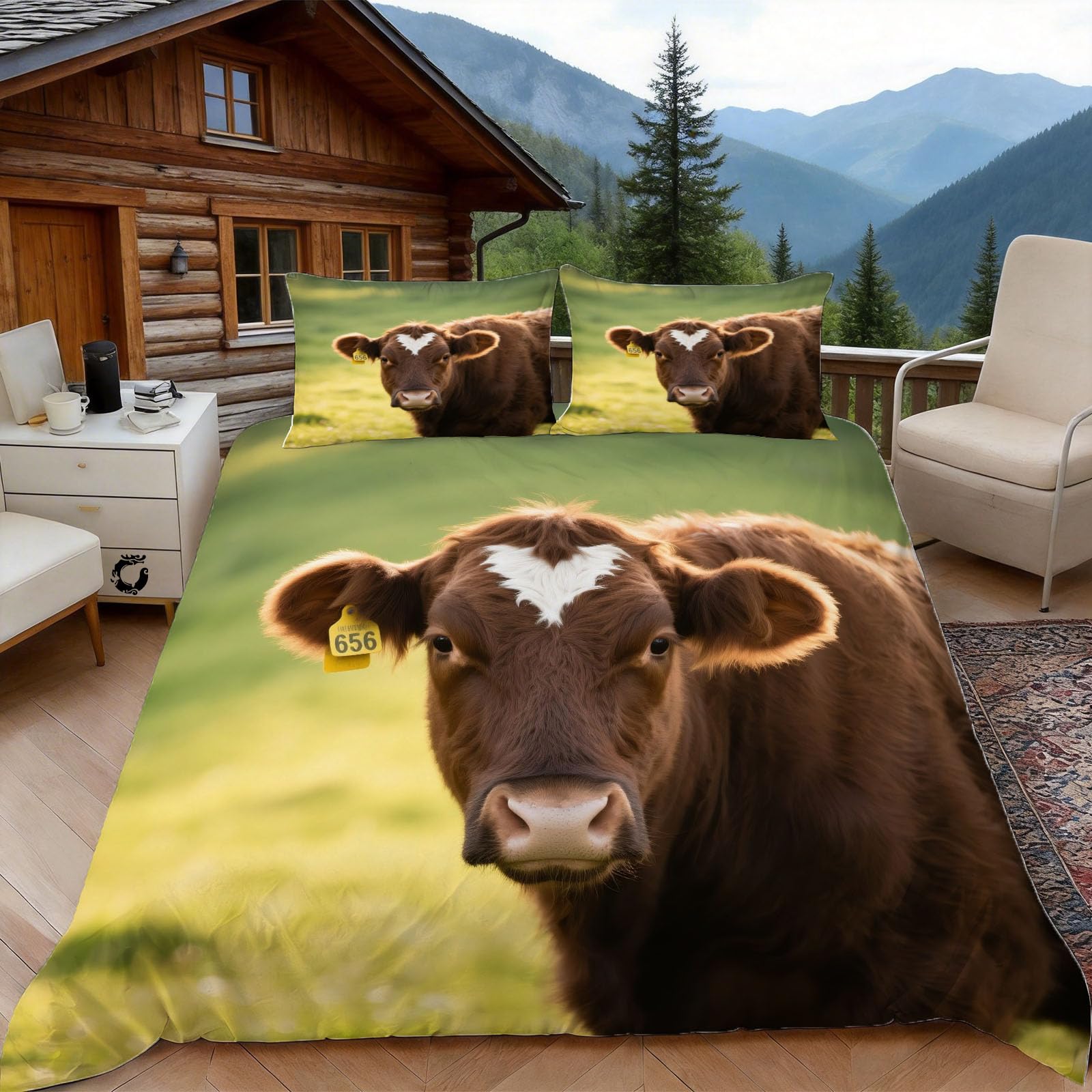 Parure de lit animaux de la ferme imprimé vache pour une ambiance de campagne chaleureuse