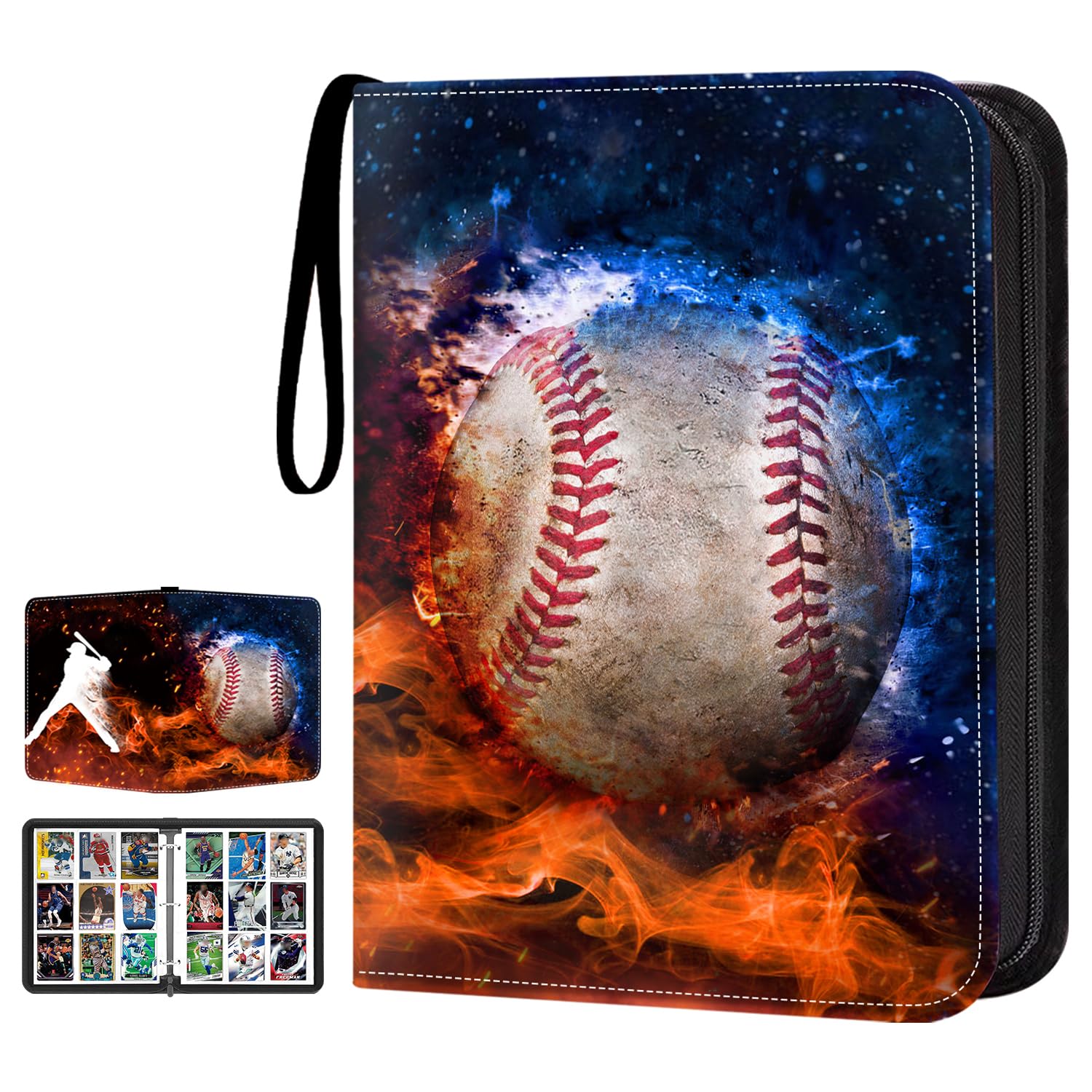 LOMONEH 900 Pockets Baseball Card Binder, 9 Pocket Trading Card Binder with Sleeves, Card Collection Binder with Zipper for Trading & Sports Cards