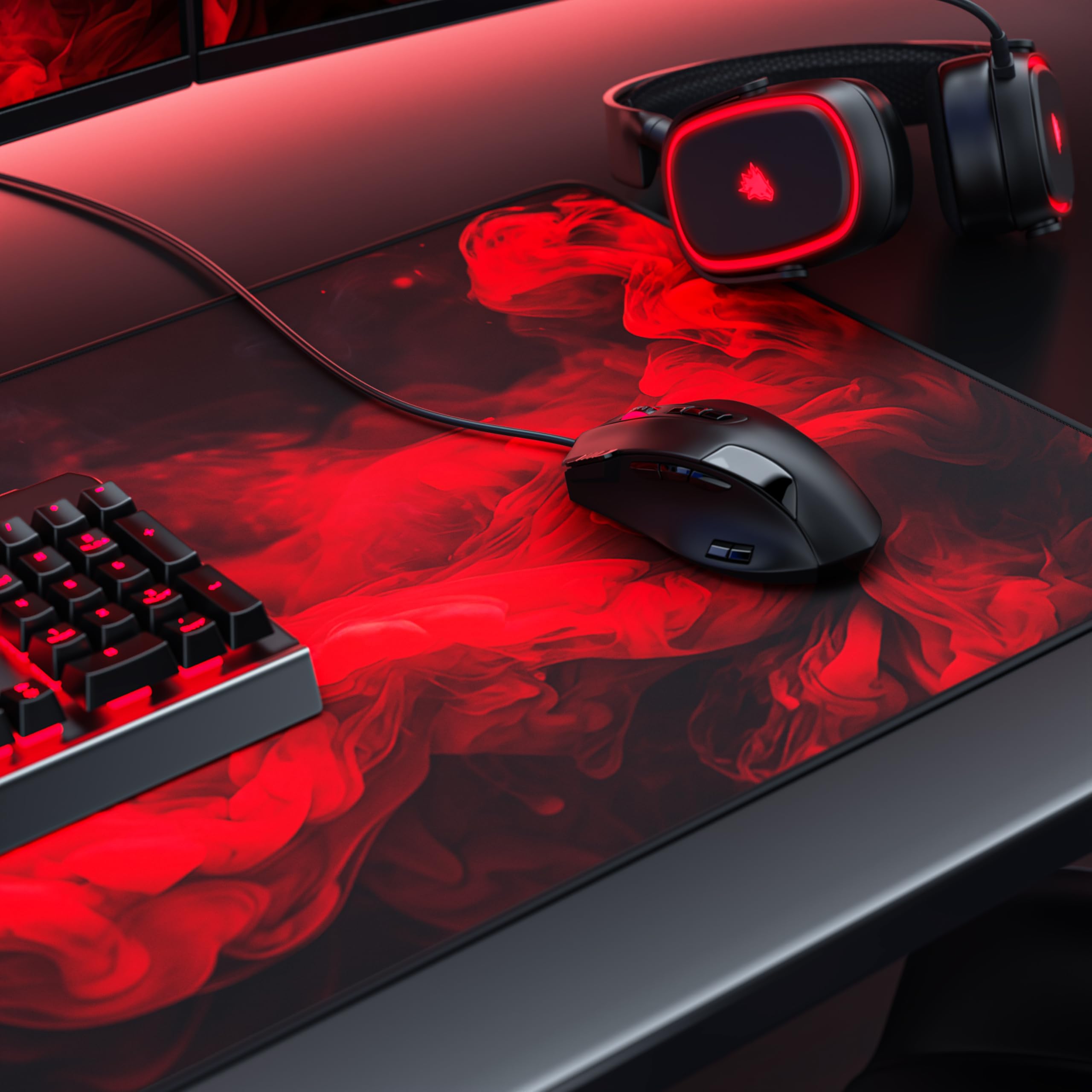 Alfombrilla Gaming XXL Titanwolf 900x400 Mm - Superficie Tela, Base Goma Antideslizante, Motivo Koi Tattoo, Lavable
