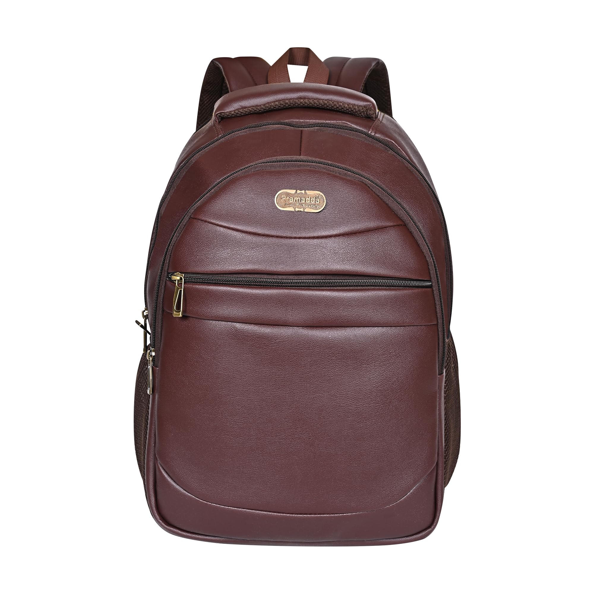 Pramadda Pure Luxury Elegant Vegan Leather 15.6 Inch Laptop Backpack for Men Women | Trendy Bags for Office College School Travel | Three Compartment Tourister Leather Bags. (Choco Brown) (B0C8KSC5N7) Amazon Price History, Amazon Price Tracker