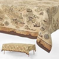 Vista 6 de Mantel pirata para decoración de fiesta, manteles de plástico desechables rectangulares con barco pirata, mantel de plástico para decoración