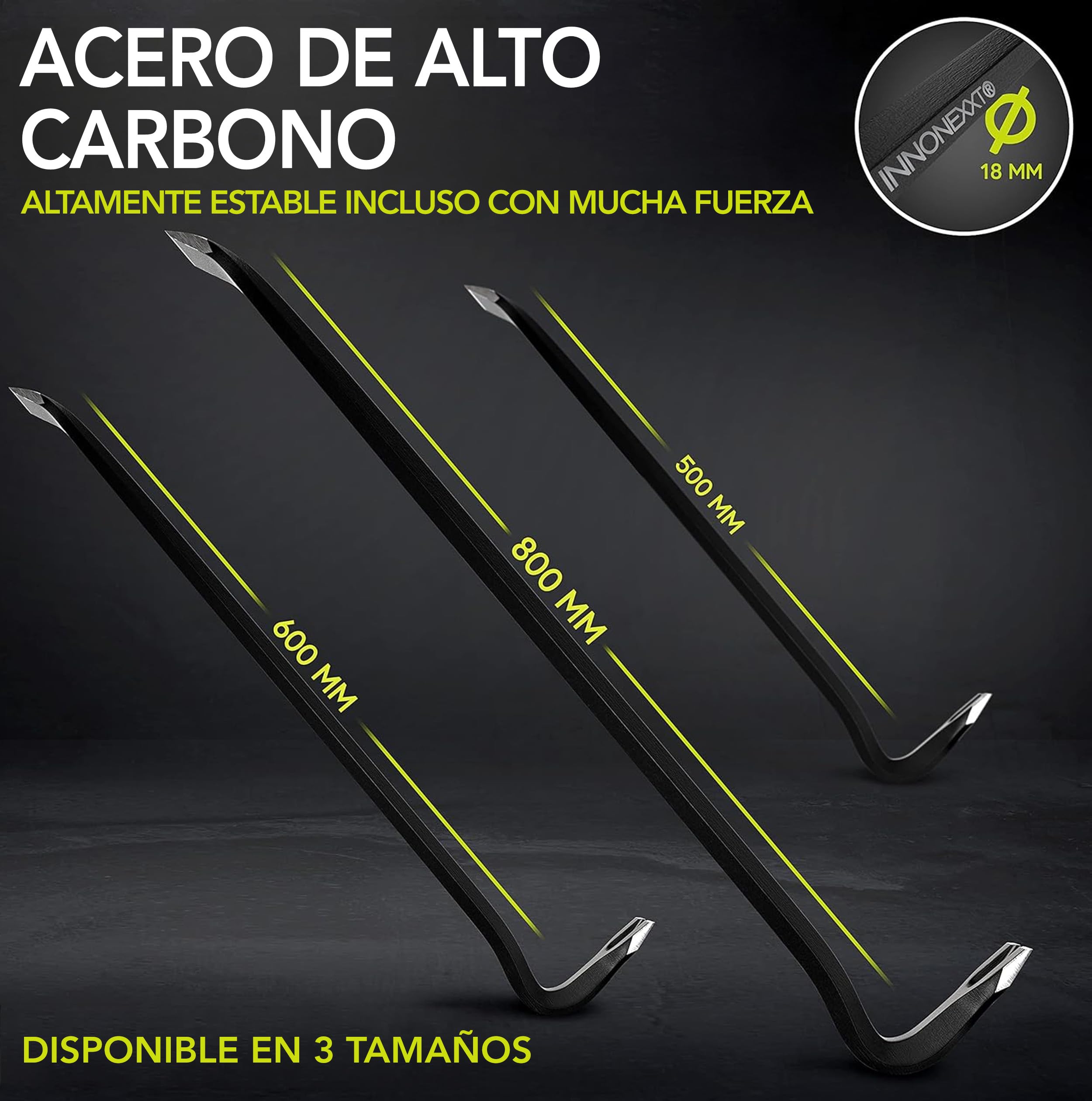 Barra de clavos de primera calidad | 800 x 18 mm | palanca de acero especial, palanca, barra de cincel, palanca herramienta, pata de cabra, pata de cabra herramienta