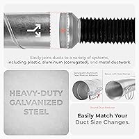 Vista 4 de Reductor de conducto redondo de 6 a 4 pulgadas - Aumentador de tubería de acero galvanizado de ajuste macho - Acoplamiento para sistemas