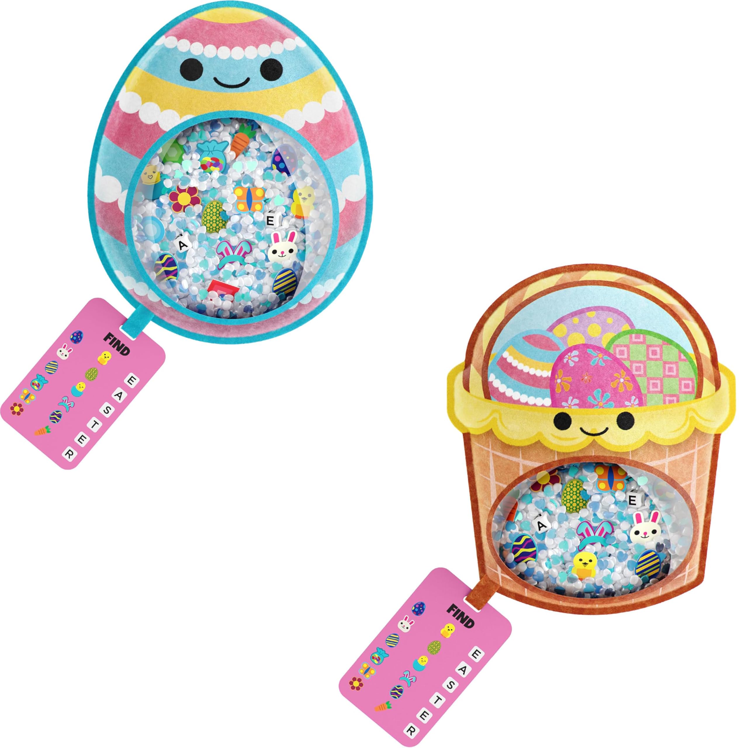 BIZYBOO Easter Egg Busy Bag Scavenger Hunt - Hidden Object Search Sensory Matching Game for Kids 2 and Up (Blue & Basket)