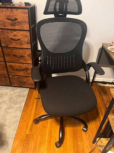 Miniatura 8 de Silla de oficina ergonómica de malla, reposacabezas ajustable y soporte lumbar, brazos plegables, capacidad de 250 libras, cómoda silla de