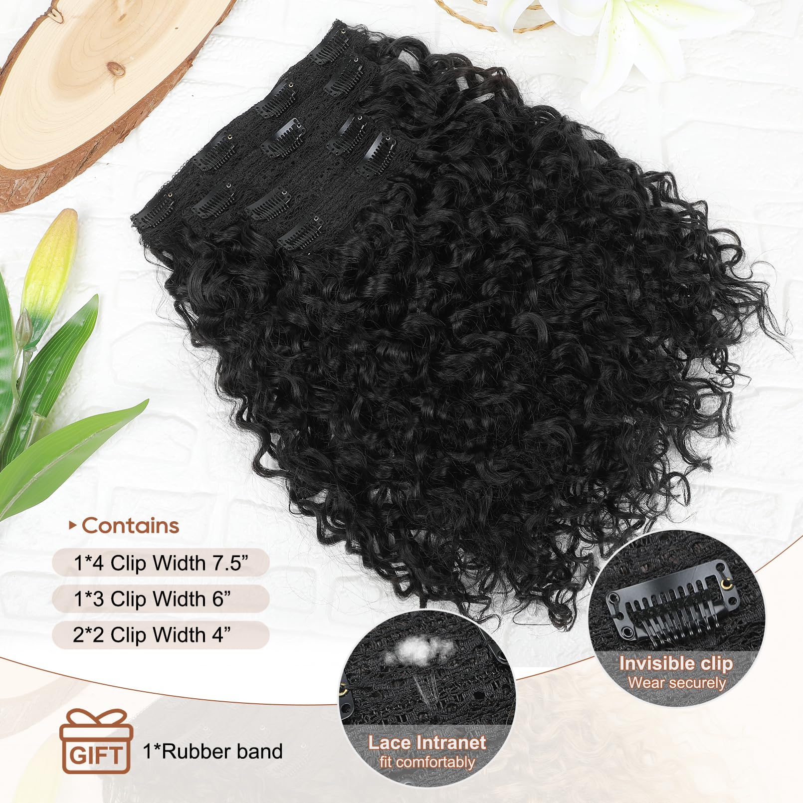FLUFYMOOZ 4PC Clip in Hair Extensions - Image 4