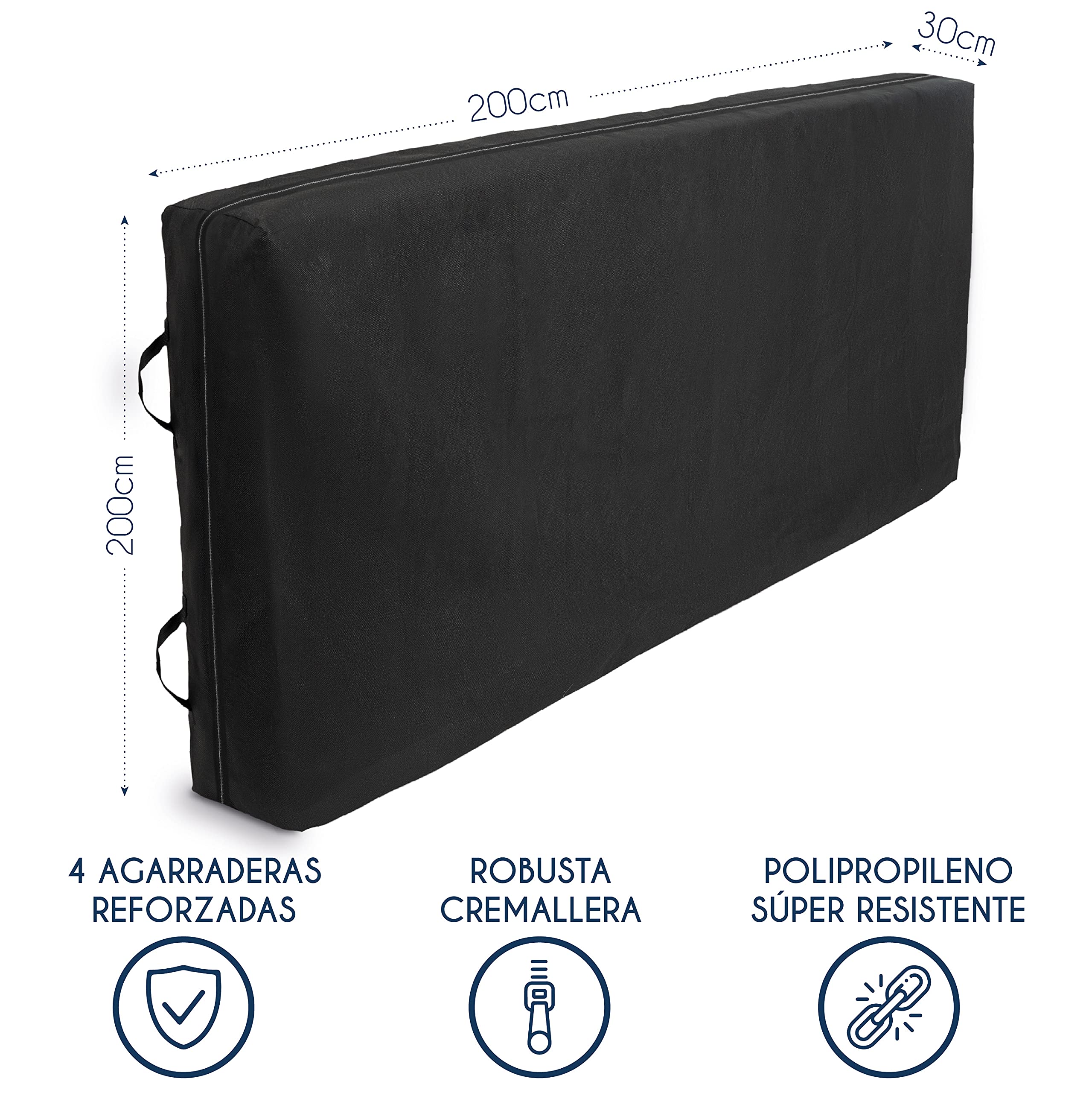 Funda Colchon Impermeable 200x200 Made in Europe & Oeko-Tex para Mudanza y Amacenamiento Dreamzie - Cremallera de 30cm de Espesor con 4 Asas