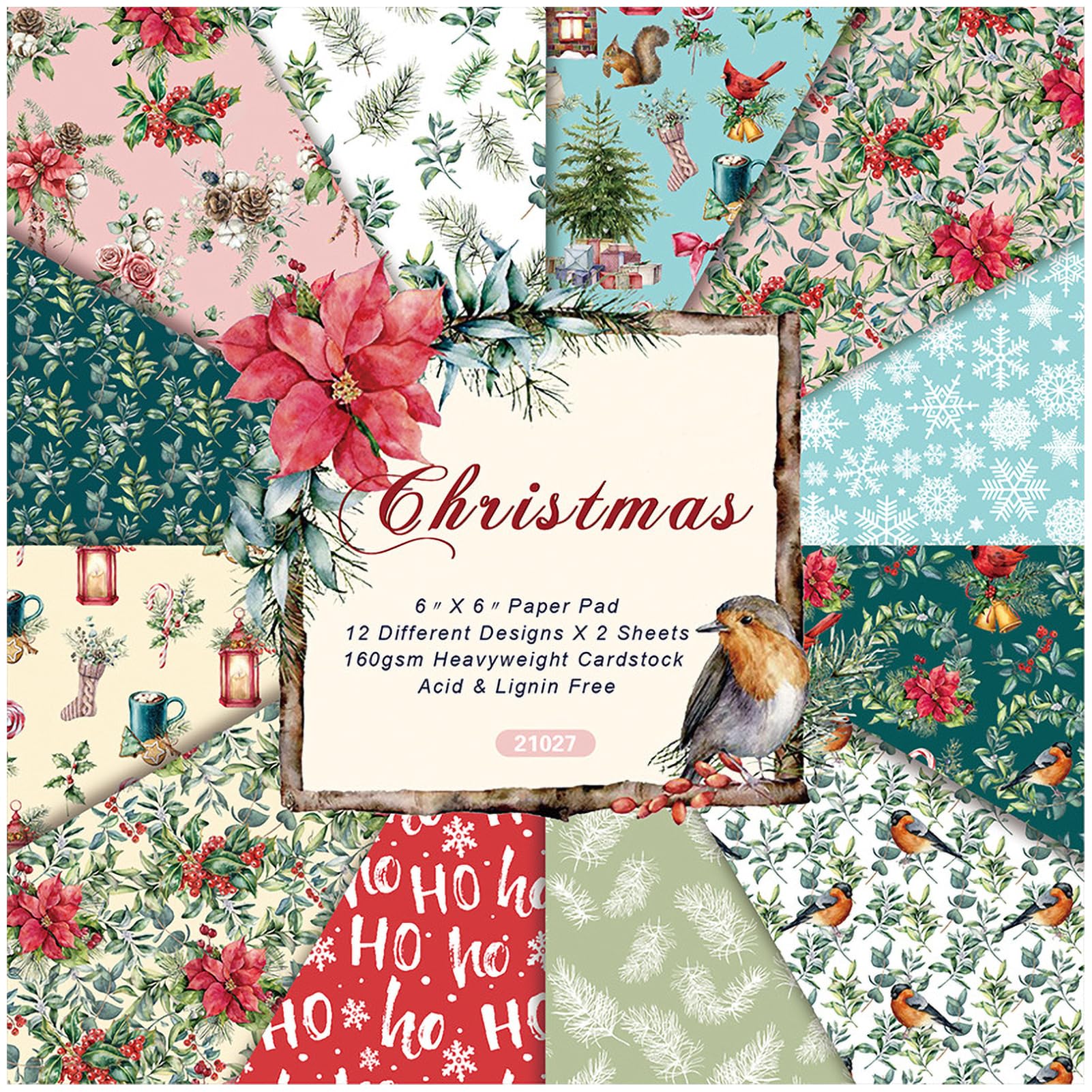Papier do scrapbookingu, Blok papieru 6"x6" do tworzenia kartek, 48 arkuszy, tektura, jednostronny papier do wzorów, dekoracyjny papier do rękodzieła, zestaw świątecznych artykułów do scrapbookingu(Ch