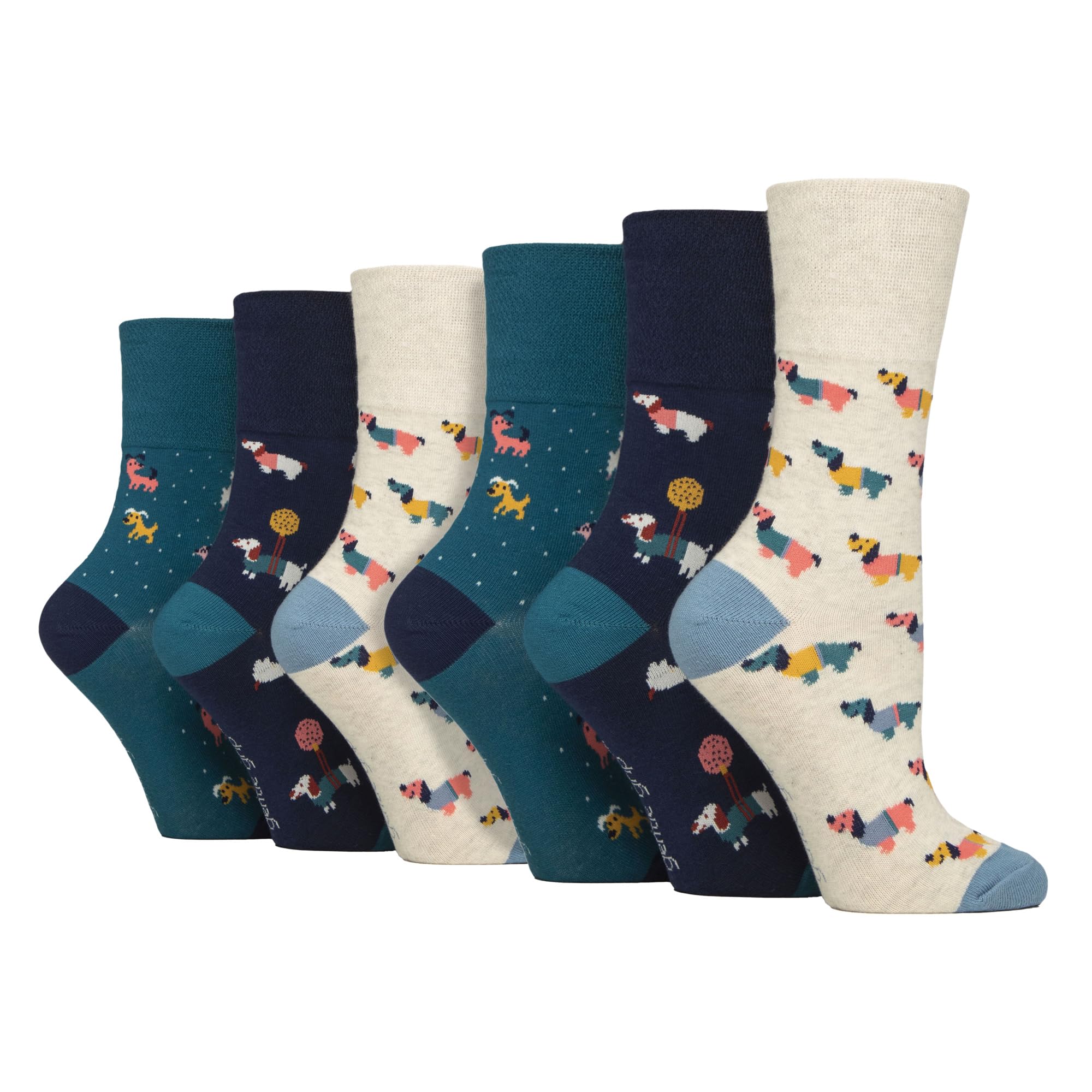 Sock Shop Gentle Grip Women's I'm A Dog Person - Animal Novelty Socks – 6 Pack | Non-Elastic Cotton Socks With Cute Dog, Cat & Wildlife Designs (4-8, )