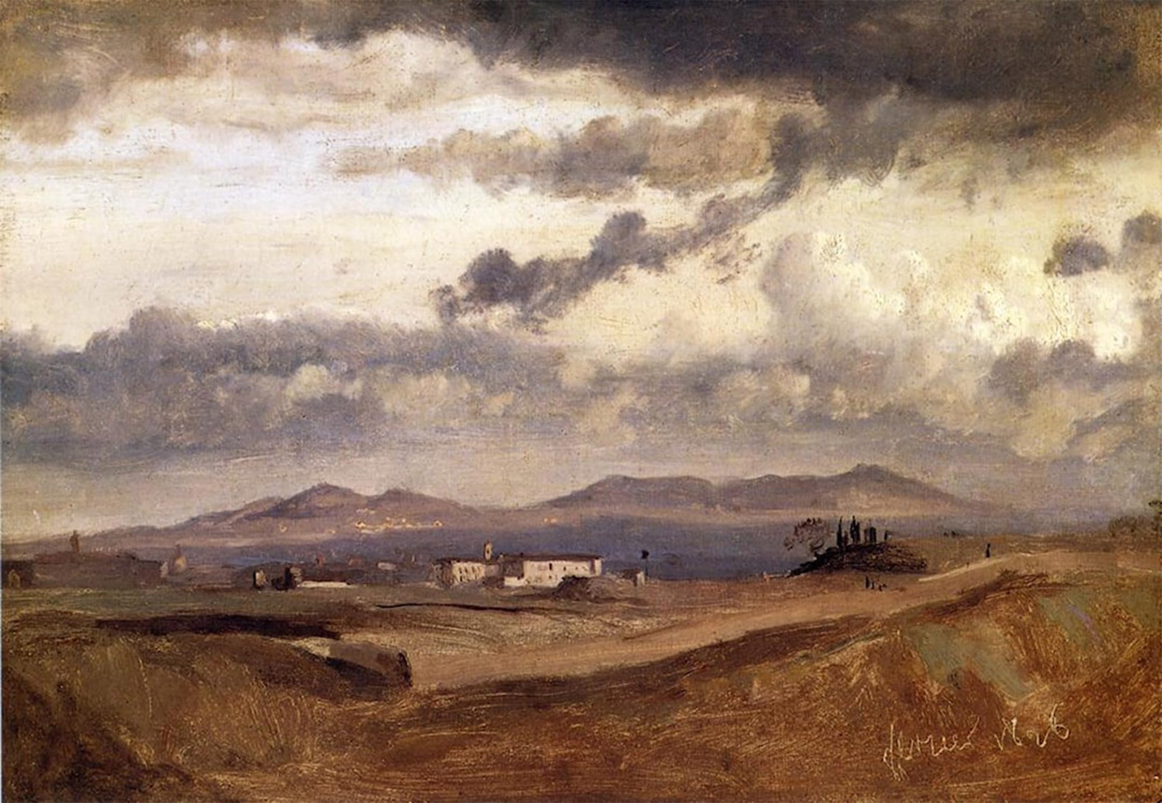 POSTERIIk Famous Print Pop Art Wall Art Graffiti View of the Roman Campagna by Jean-baptiste-camille Corot Art Prints for Home Decor 60x90cm