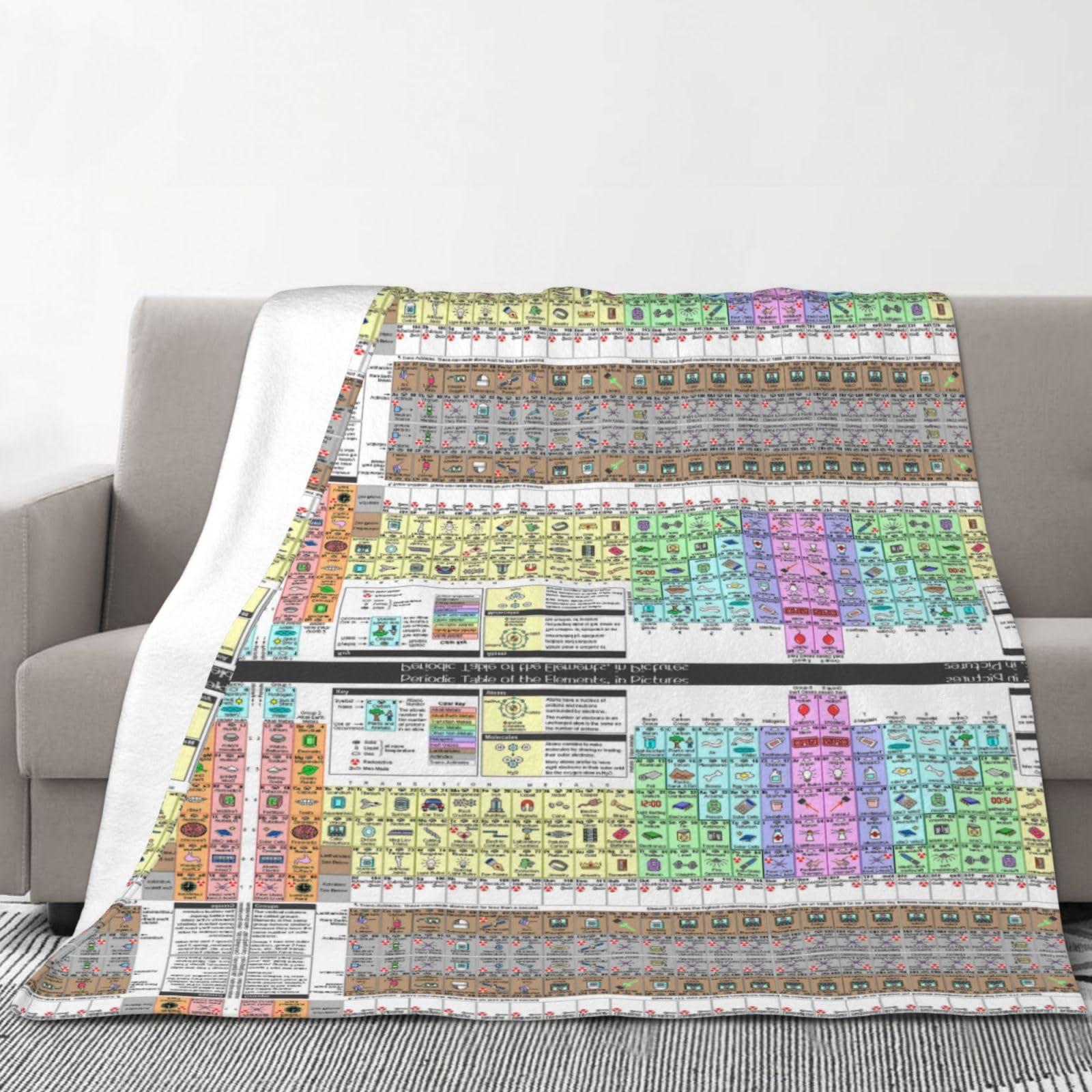 ASEELO 203x178cm Blanket Periodic table of elements Fleece Blanket Sofa Throw for Bed and Couch Travel